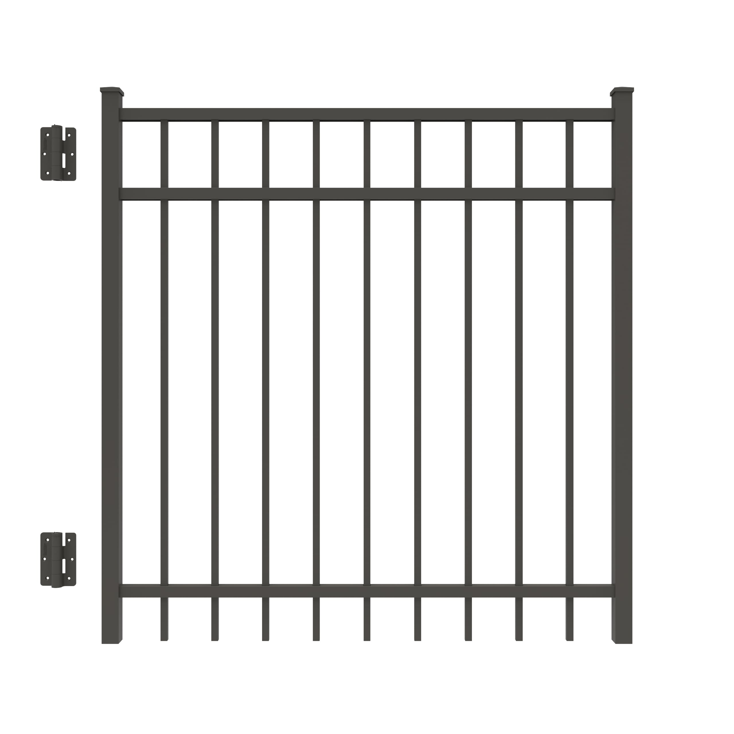 Freedom 73009684 New Haven 4-ft H x 4-ft W Pewter Aluminum Decorative Walk-thru Spaced picket Fence gate