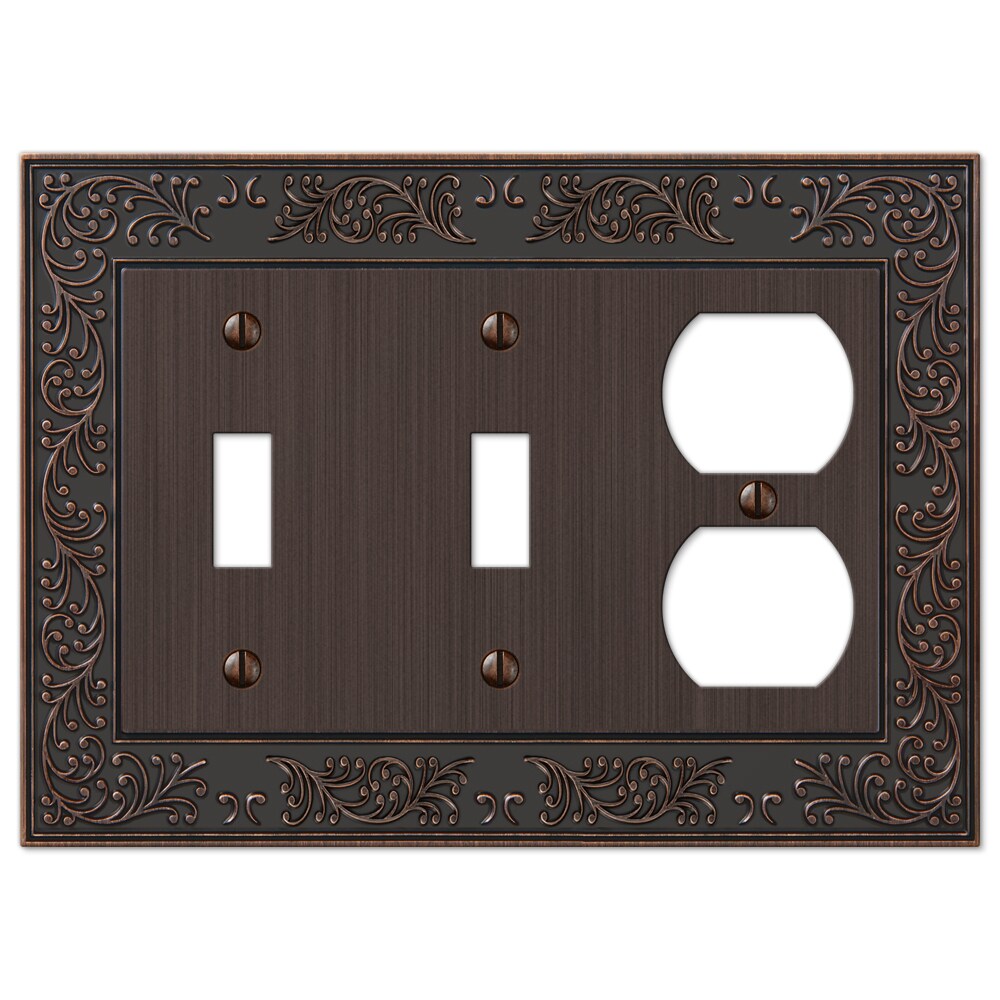 Amerelle 43TTDVB 3 -Gang Specialty Size Aged Bronze Metal Indoor Toggle/Duplex Wall Plate