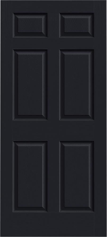 Colonist 36-in x 80-in Eclipse 6-panel Mirrored Glass Hollow Core Prefinished Molded Composite Slab Door in Black | - JELD-WEN LOWOLJW191300270
