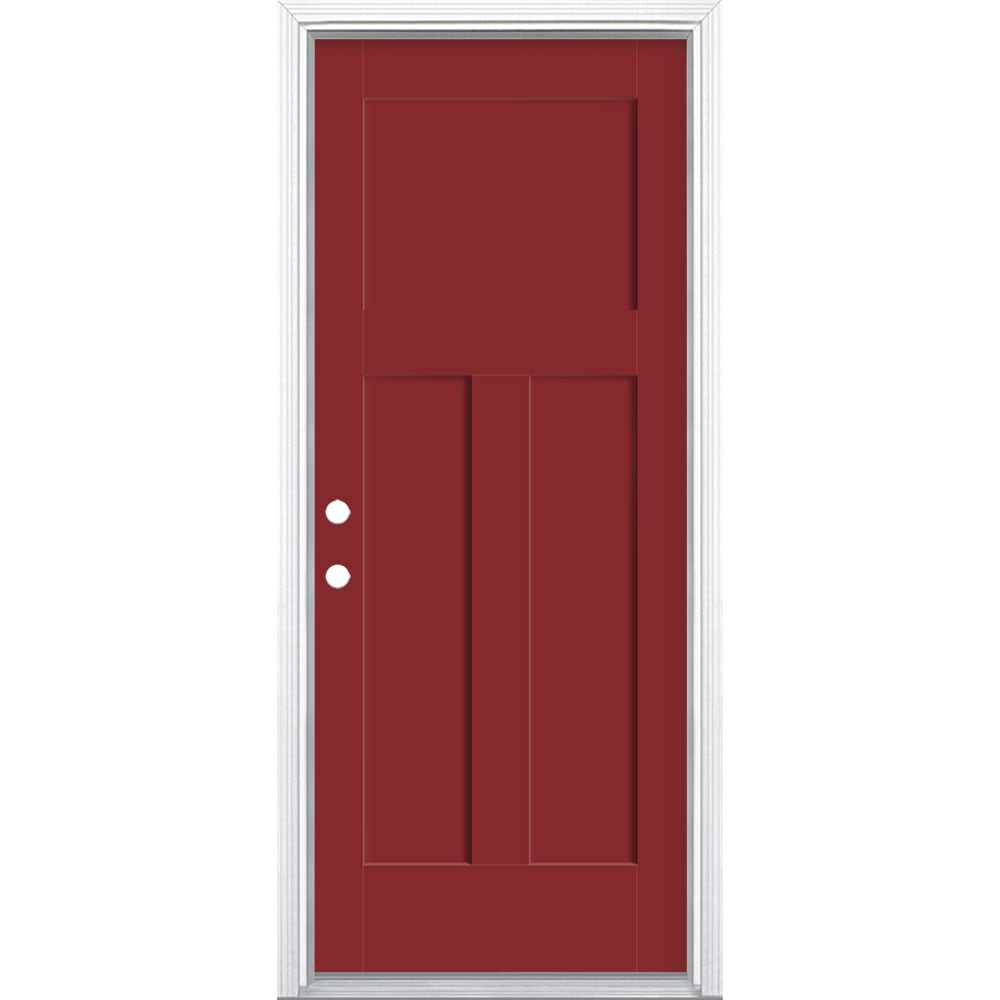 Masonite 62741 Winslow 32-in x 80-in x 4-9/16-in Fiberglass No glass Right-hand inswing Roma Red Painted Prehung Front Door with Brickmould Insulating core