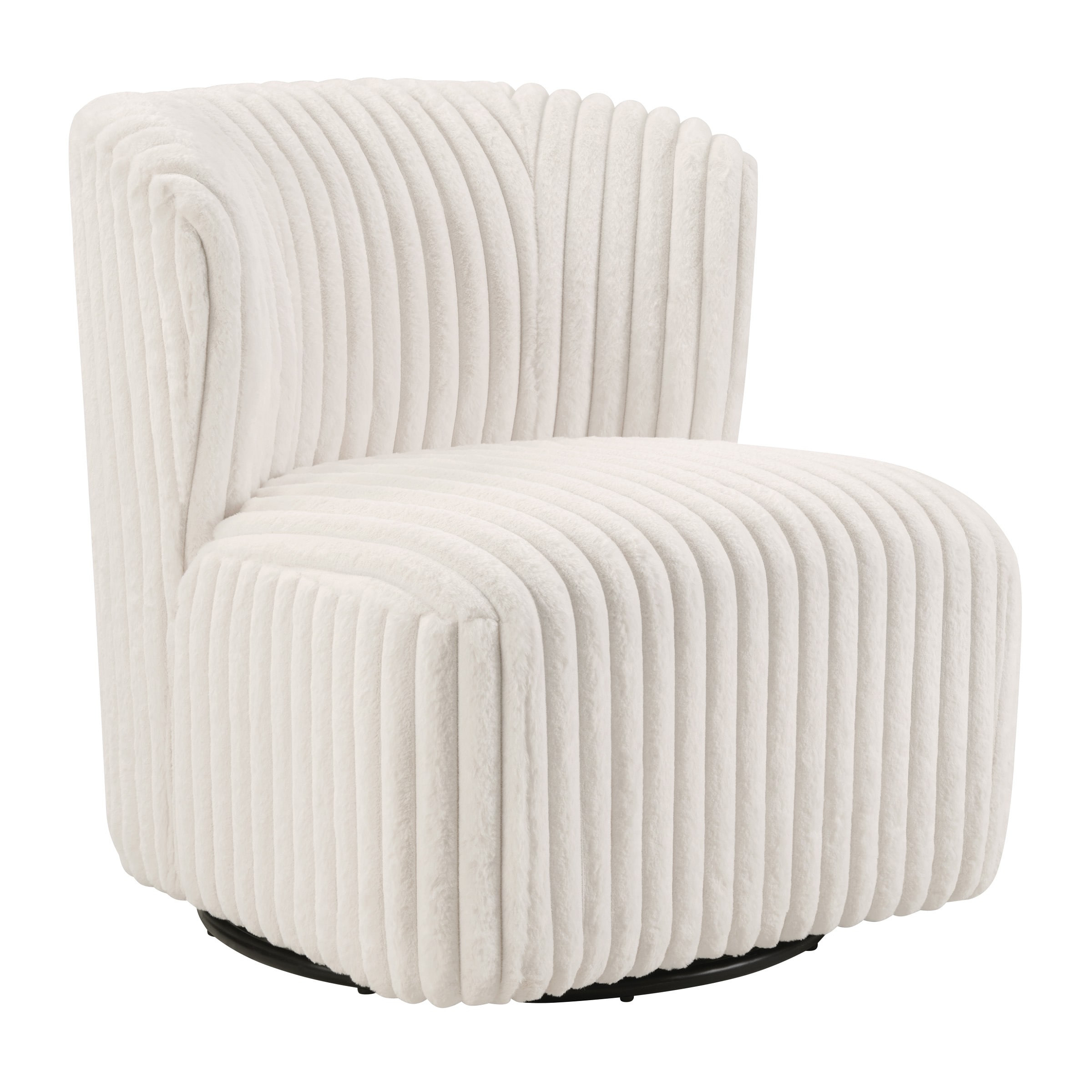 OSP Home Furnishings Lucia 27-in W Casual White Cord Fur Swivel Accent Chair