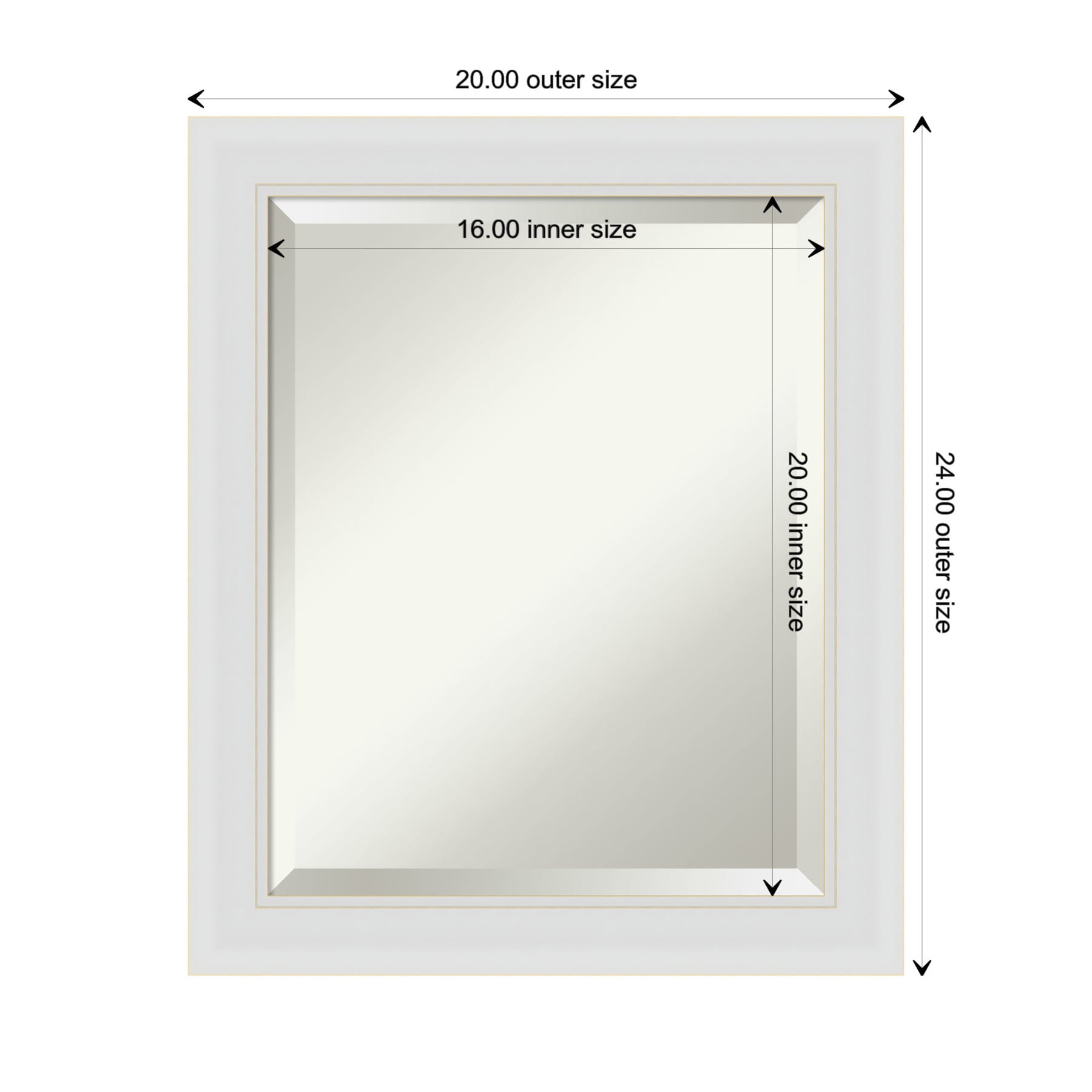 Soft White Rectangular Bathroom Vanity Wall Mirror