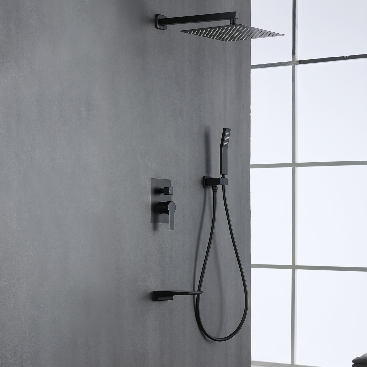 Cobbe Black Dual Head Waterfall Built-In Shower System with 3-way ...