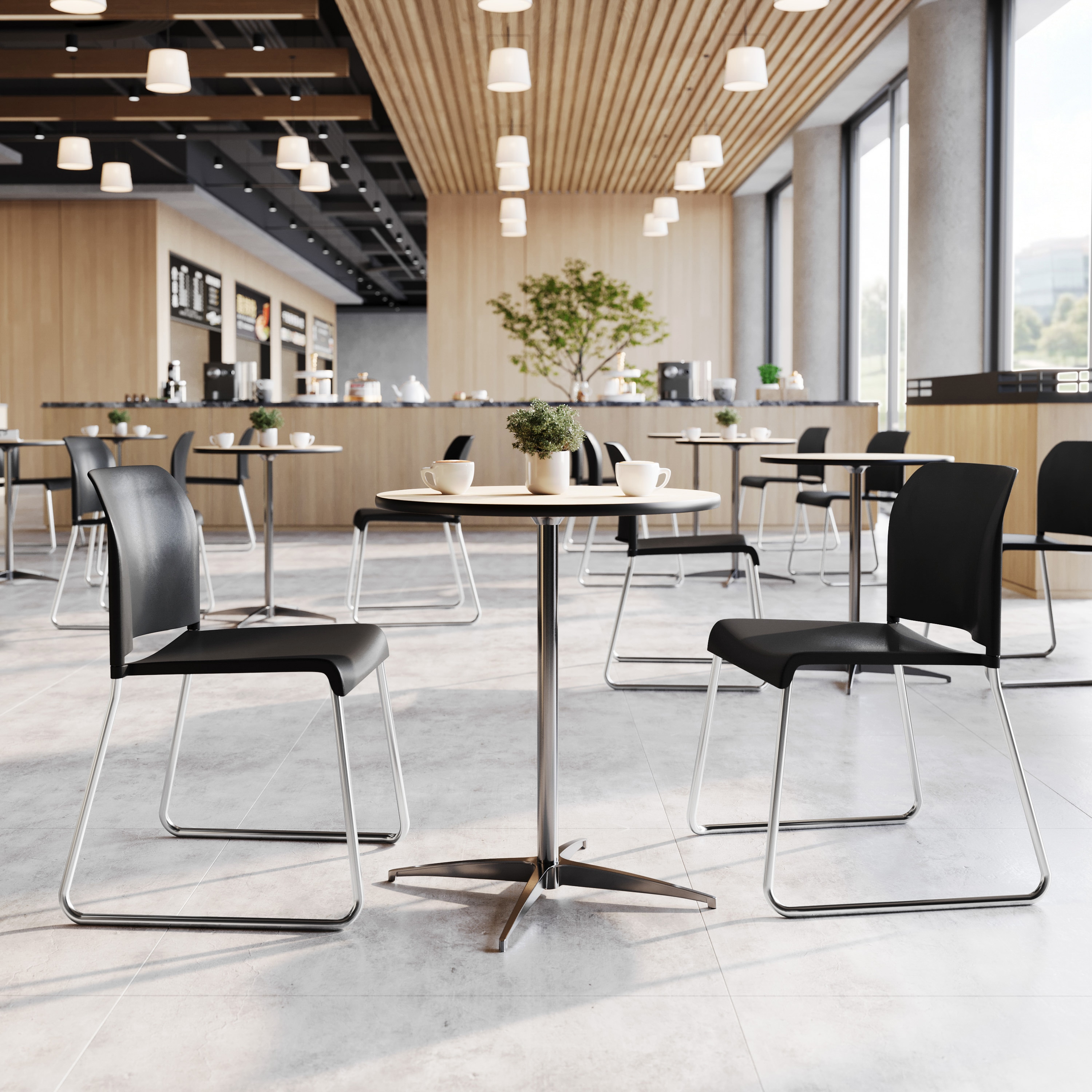 Emma + Oliver Calliope Set of 5 Stackable Office Reception Chairs with ...