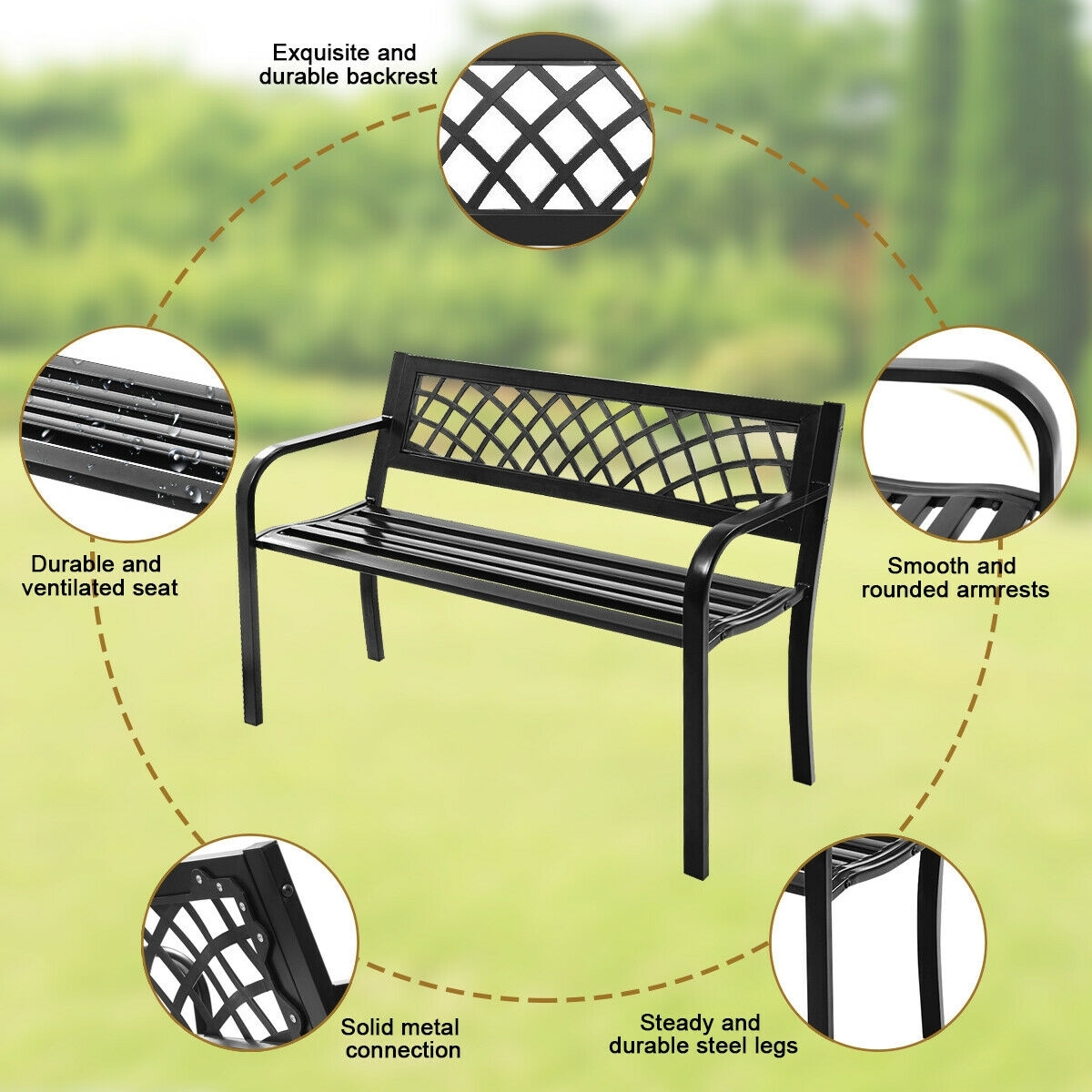 Steel outdoor bench discount seat