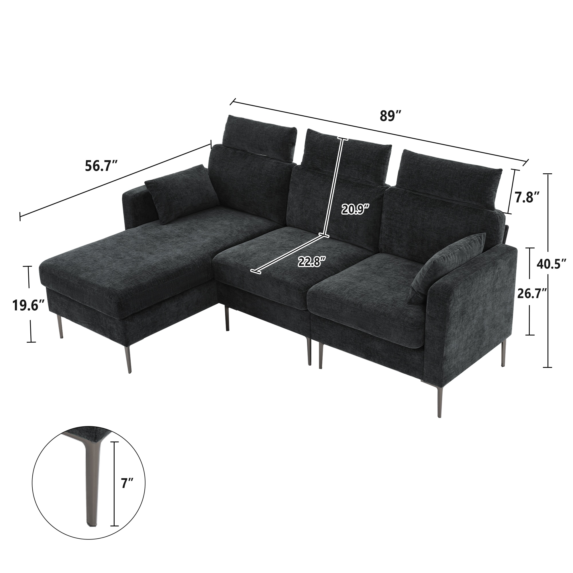 VOUA SAF-XNE3R1G-DG Sofas-Loveseats - View #5