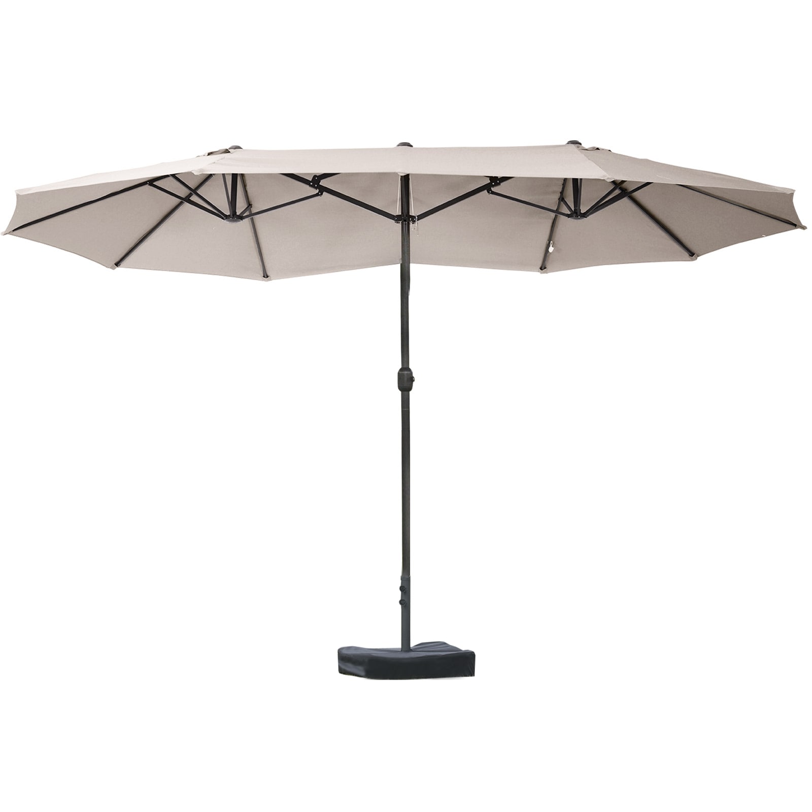 Tatayosi JL-174247 Outsunny Patio Umbrella 15inch Steel Rectangular Outdoor Double Sided Market with base Sun Protection Easy Crank for Deck Coffee