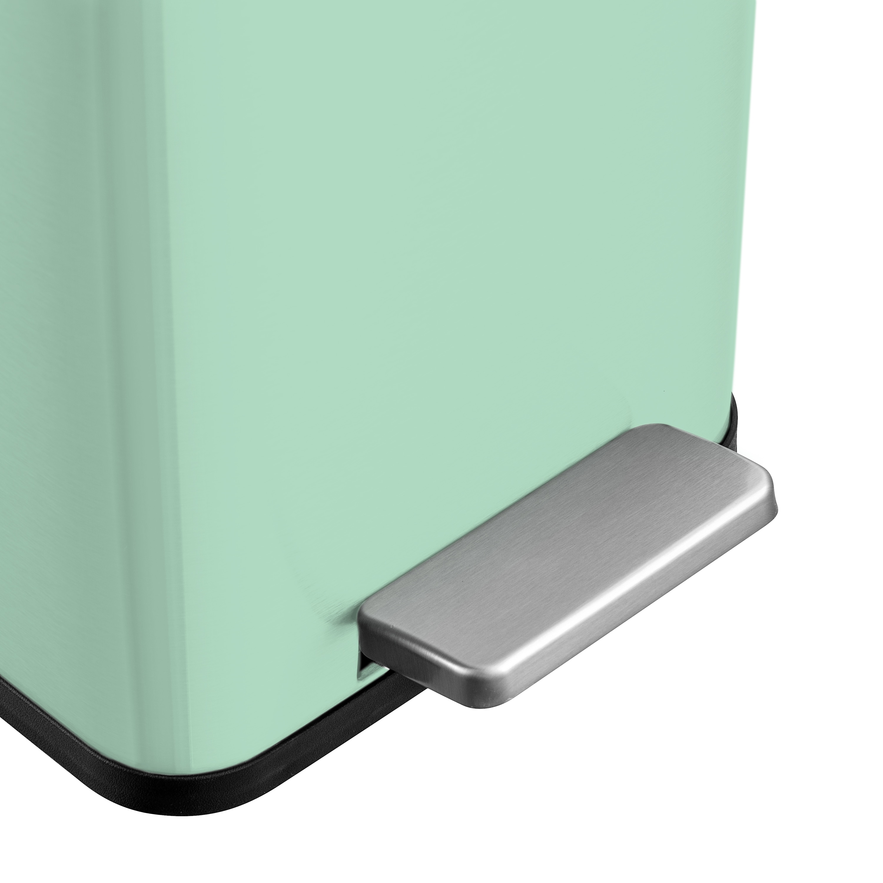 Mint Green Stainless Steel Rectangular Step-On Trash Can, 2.6 Gallons