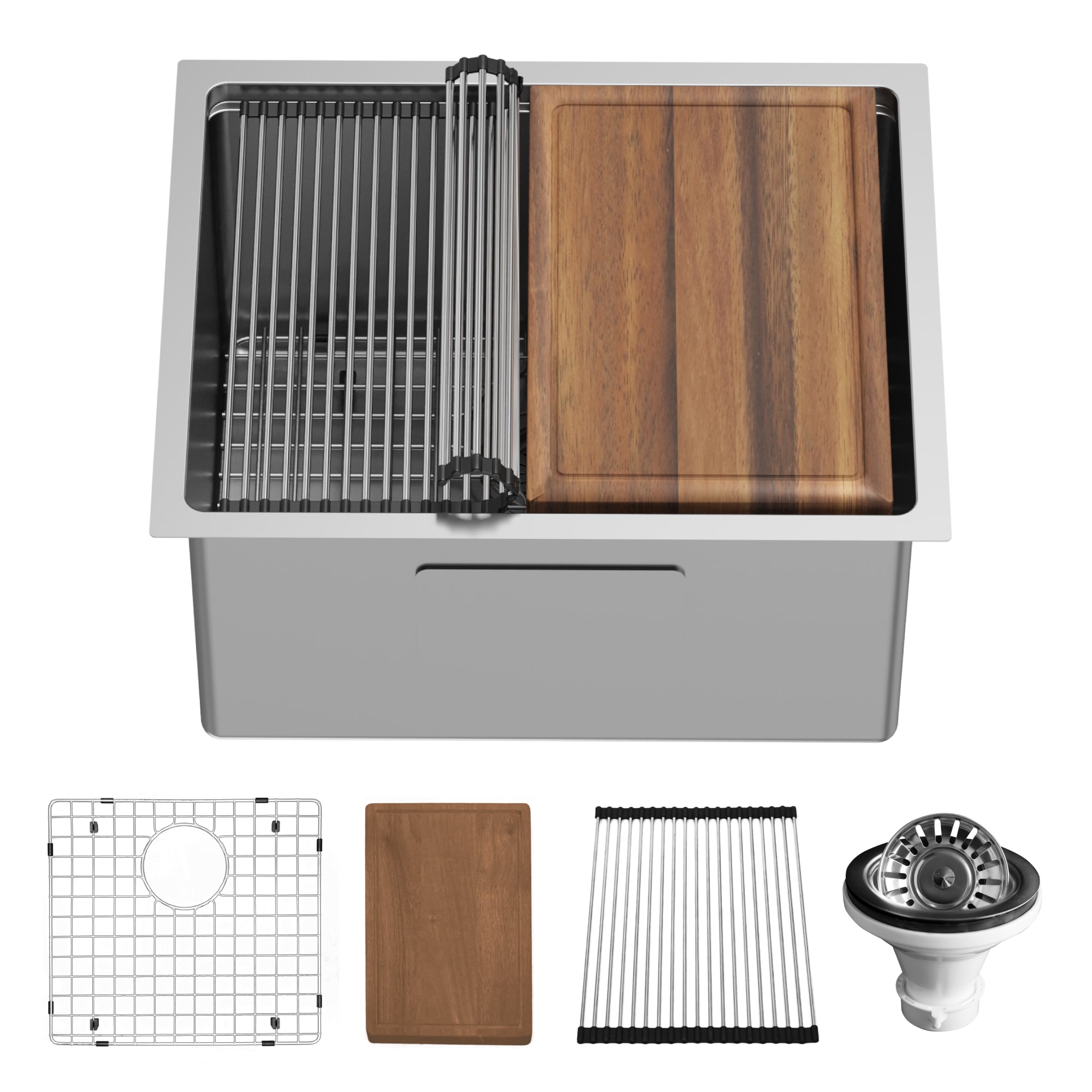 Karran WS-33-PK1 Undermount 23-in x 18.75-in Stainless steel Single bowl 16 -Gauge Workstation Kitchen Sink