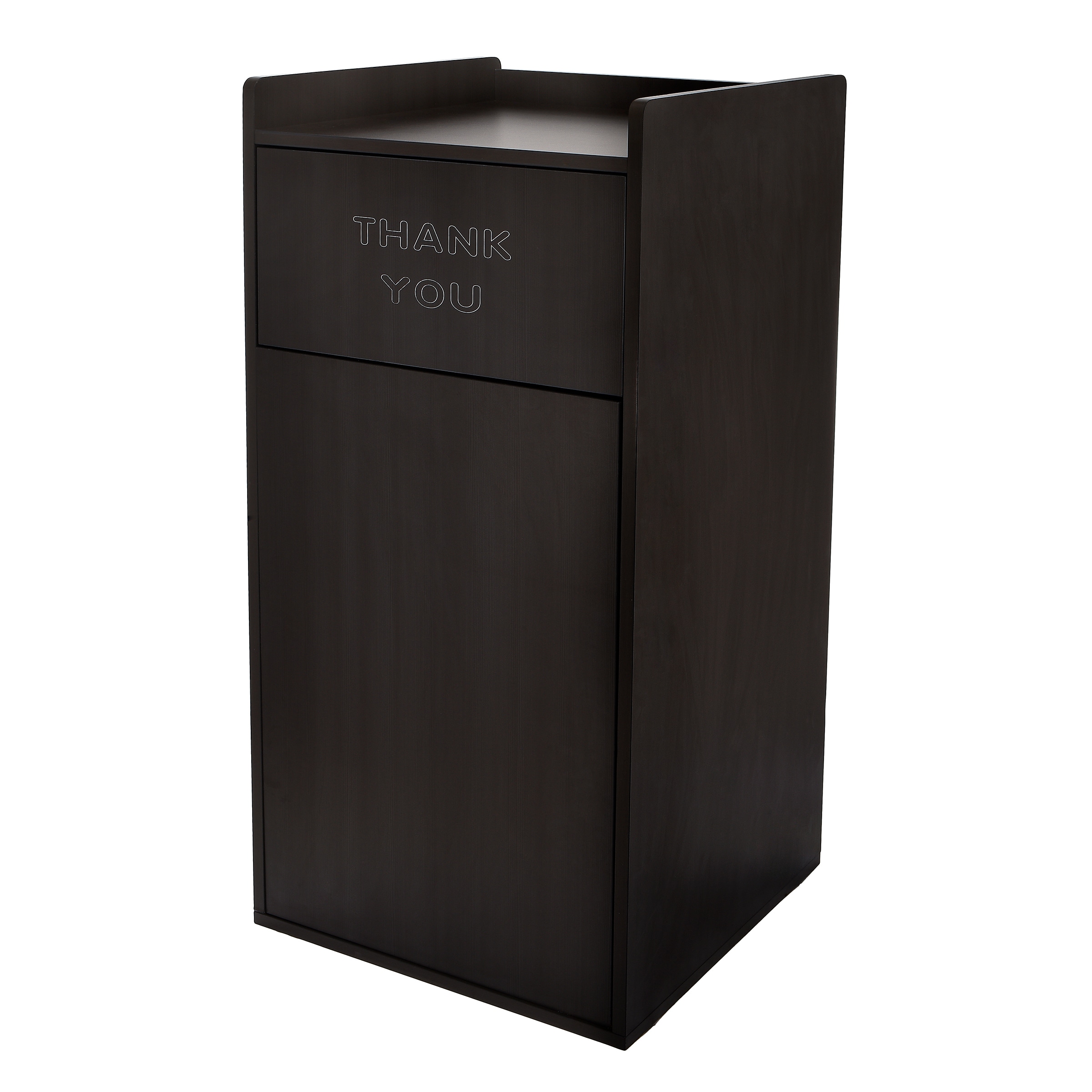 Alpine Industries 40-Gallon Black Wooden Commercial Trash Can with Lid