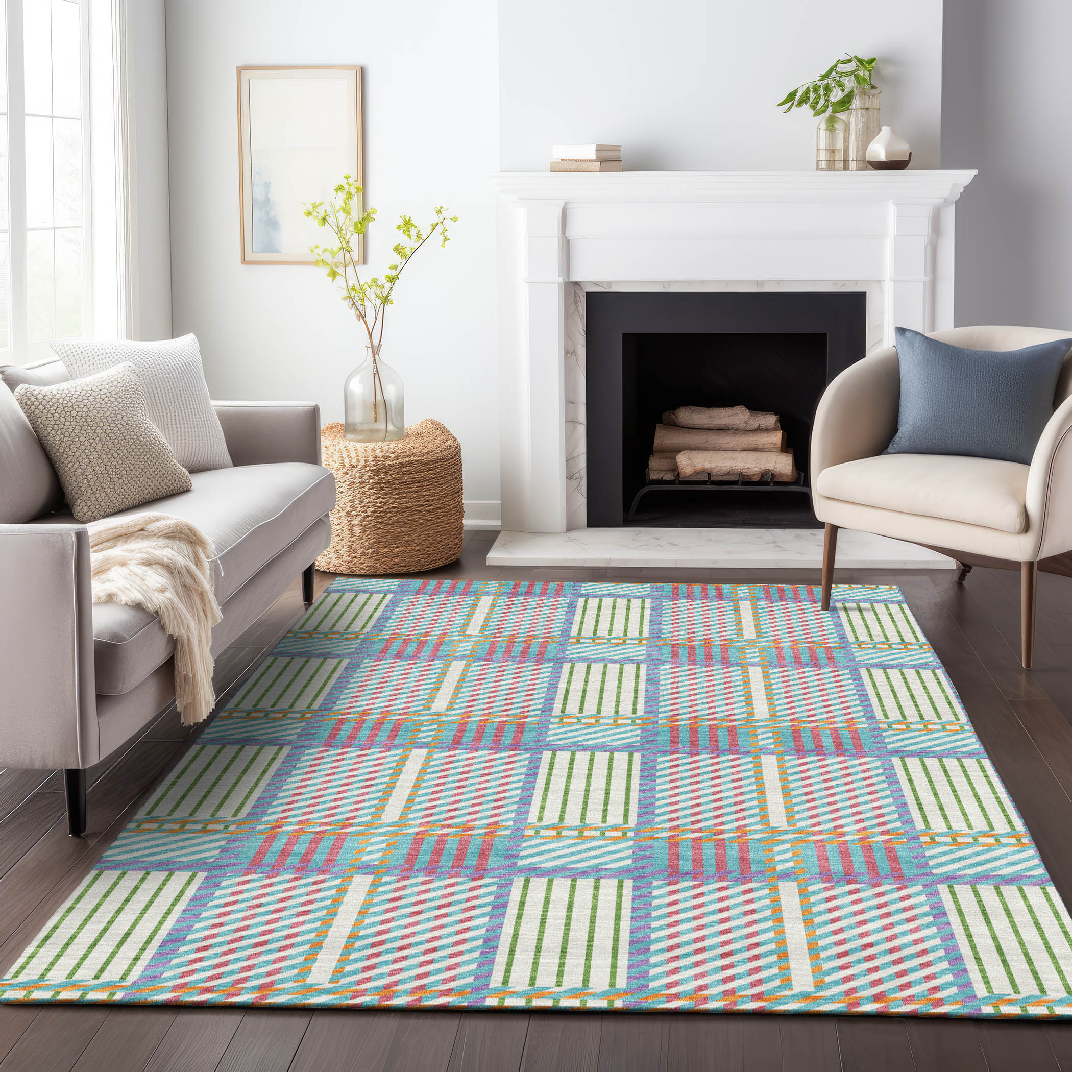 Addison Rugs ACN1000WI30X46 Chantille ACN1000WI 2 x 3 (ft) Polyester White Rectangular Indoor/Outdoor Geometric Machine washable Area rug