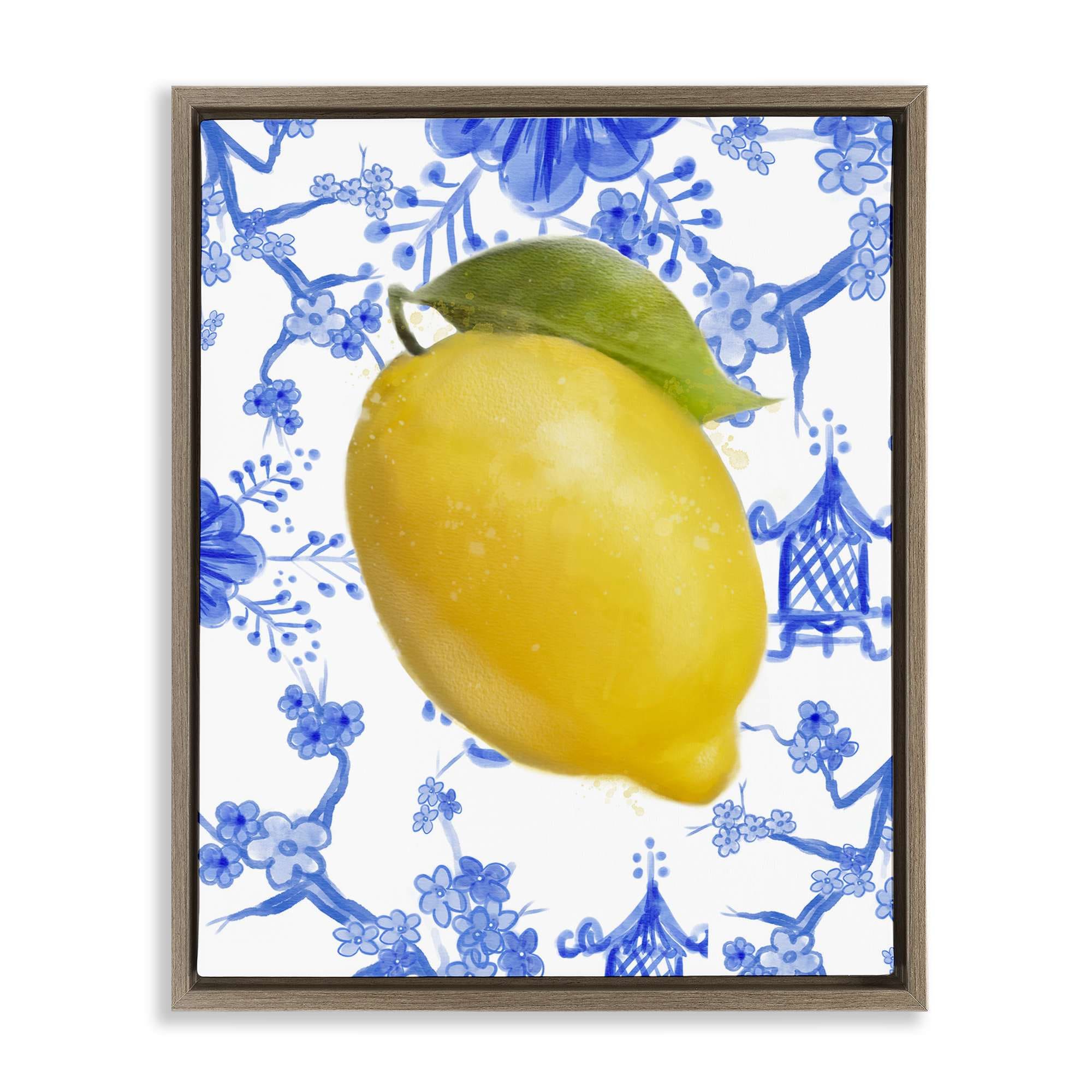 Stupell Industries BS-490-FFE-16X20 Lemon Over Chinoiserie Floating Frame design by Matthew Piotrowicz