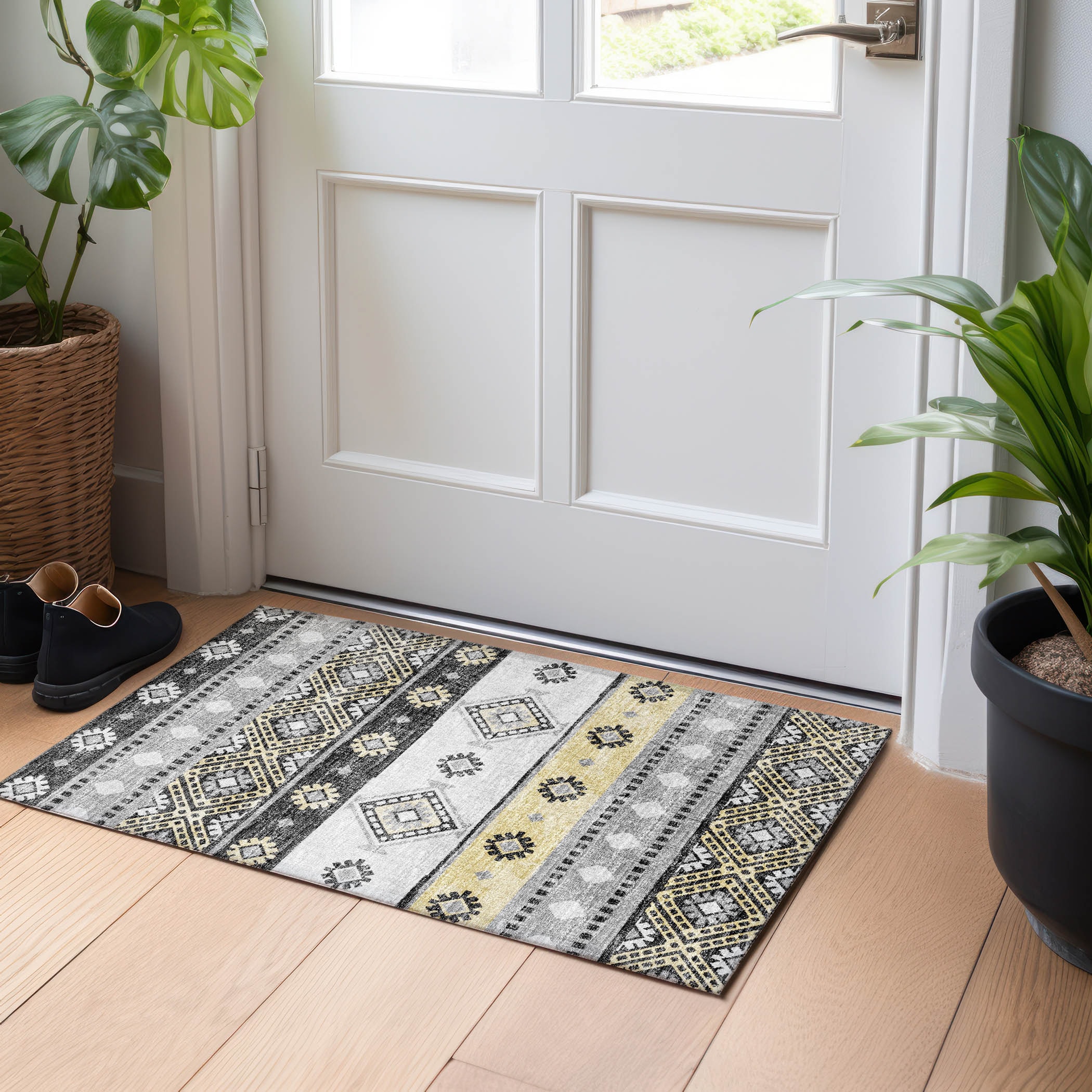 Addison Rugs AMF118GR20X30 Mayfield AMF118GR 2 x 3 (ft) Loomed Polyester Gray Rectangular Indoor Geometric Machine washable Area rug
