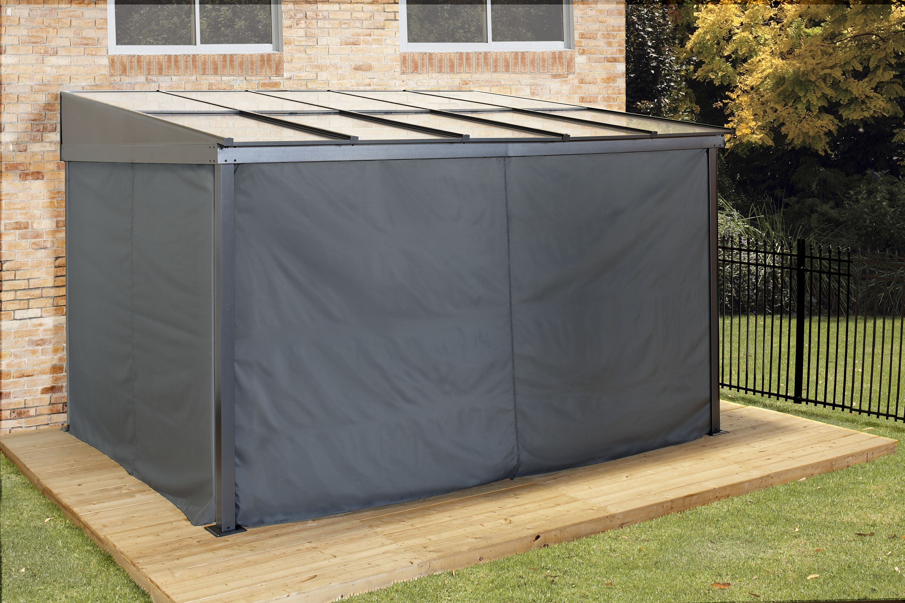 Sojag 10-ft X 12-ft Pompano Rectangle Charcoal Metal Polycarbonate Roof ...