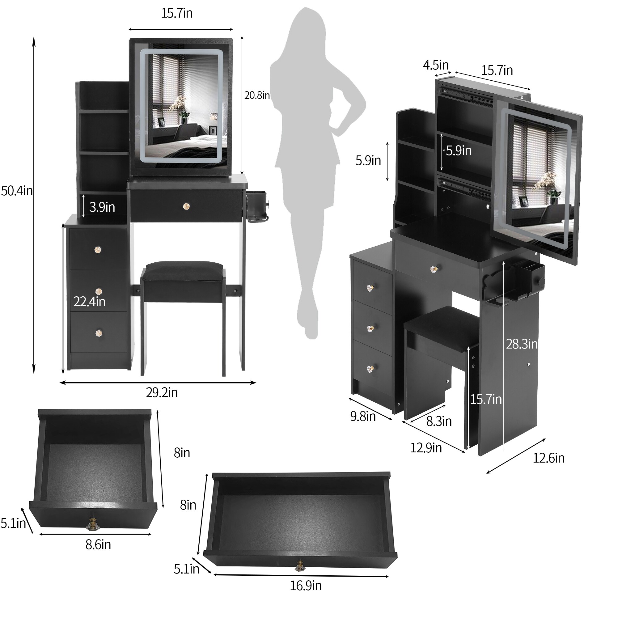 LUXEYARD DS-M-BAC03518 Bedroom-Vanities - View #3