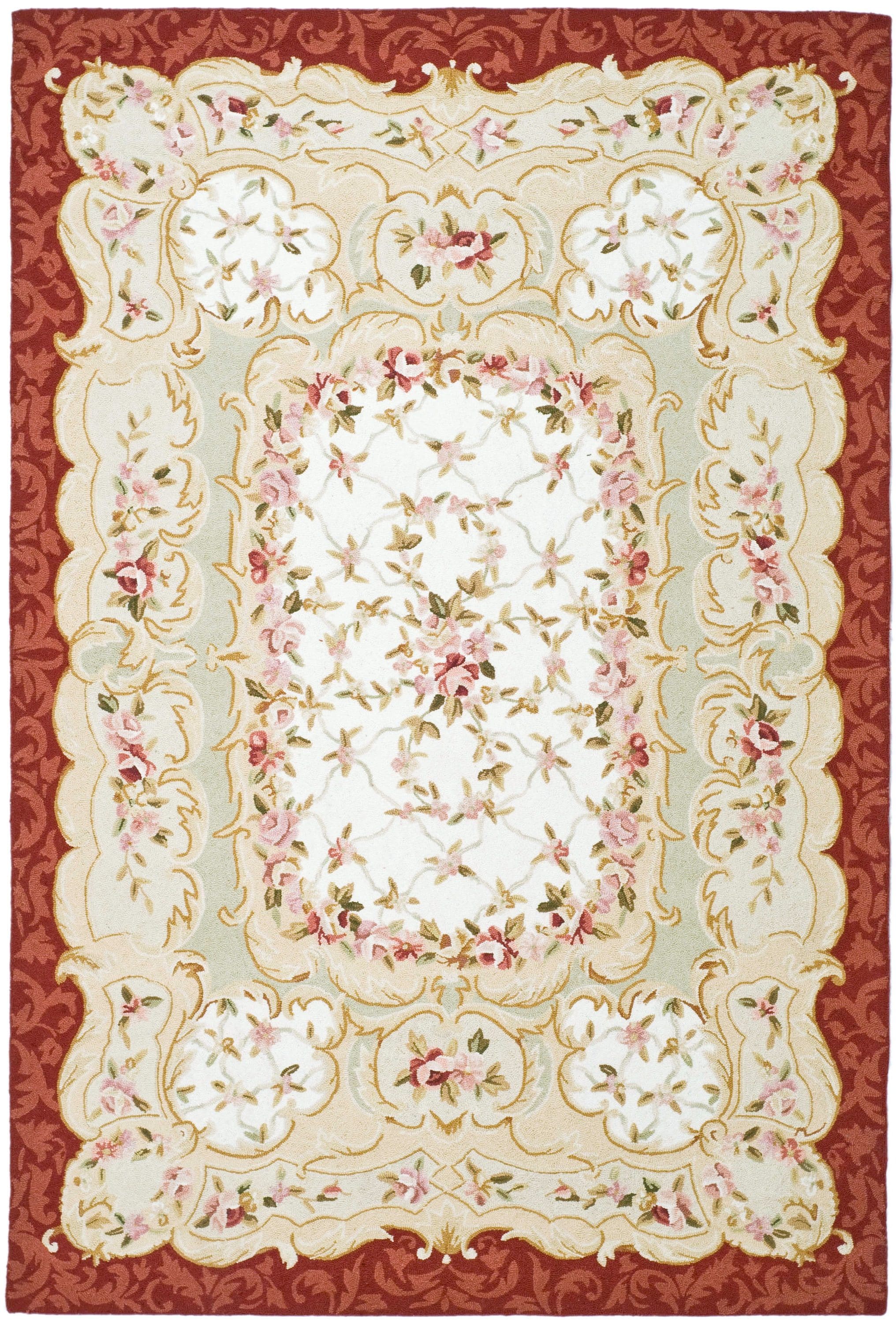 Ivory Hand-Knotted Wool 6' x 9' Rectangular Rug