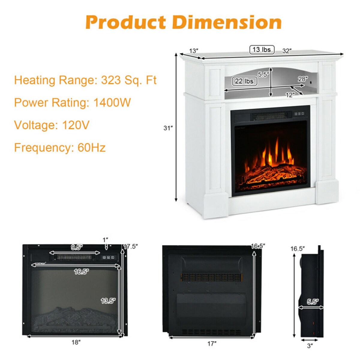 Clihome CL-WHUS-10102 Electric-Fireplaces - View #4