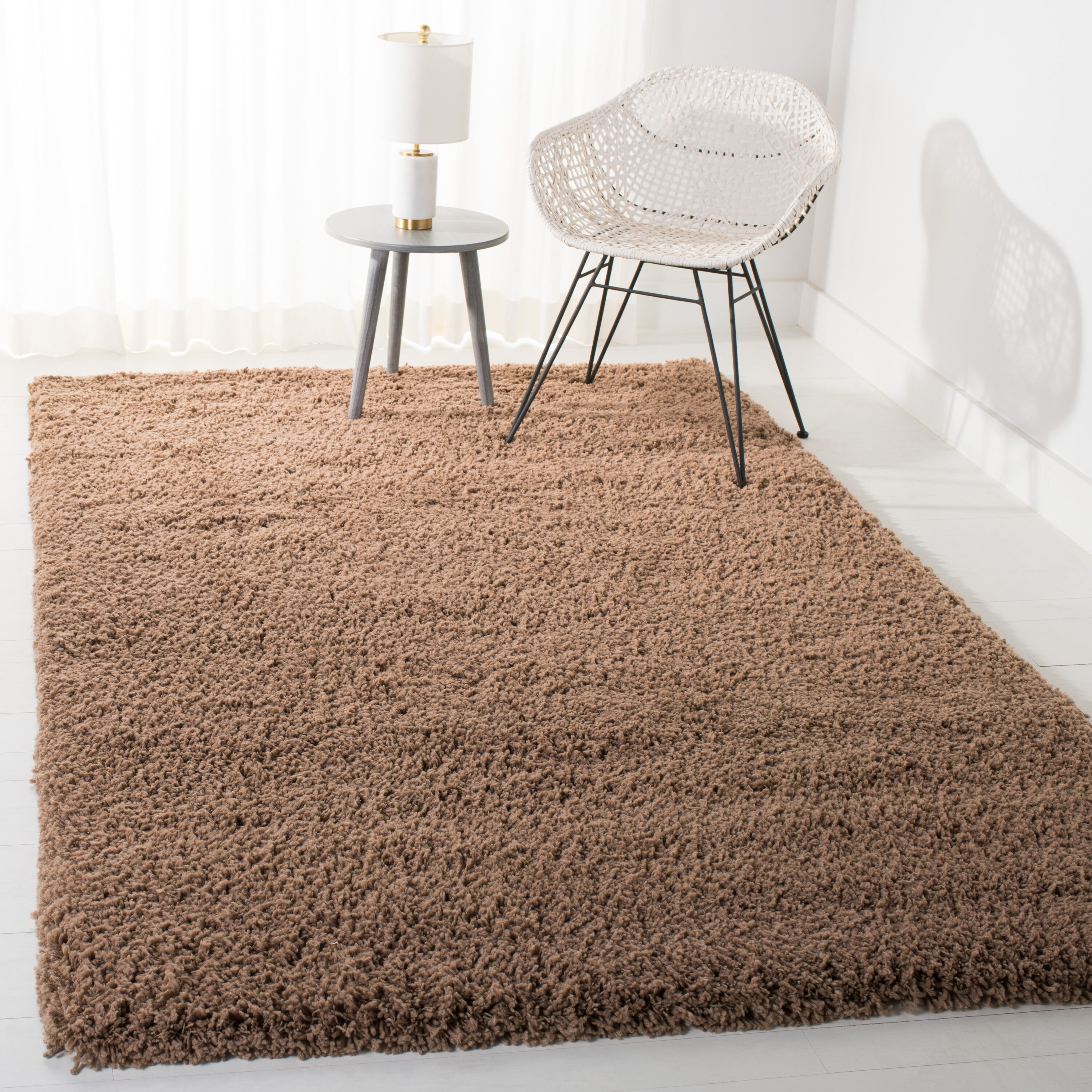 Safavieh SG140D-3 Classic Shag 3 x 5 (ft) Loomed Synthetic Taupe Rectangular Indoor Solid Throw rug