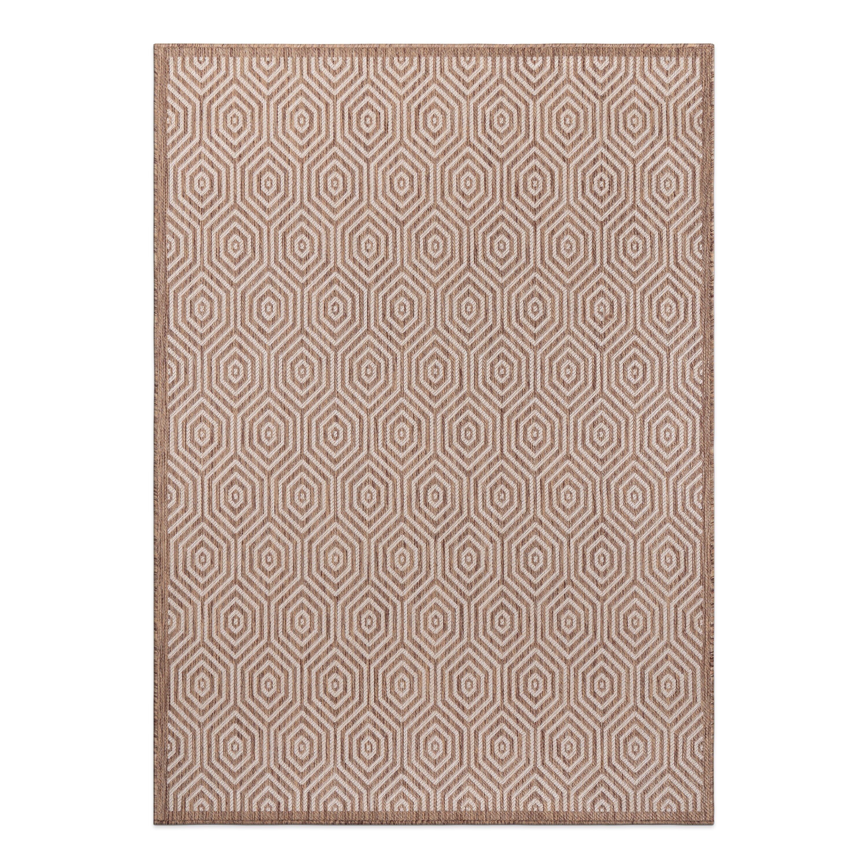 World Rug Gallery 120BROWN8X10 Summer 8 x 10 (ft) Loomed Polypropylene Brown Rectangular Indoor/Outdoor Geometric Global Area rug