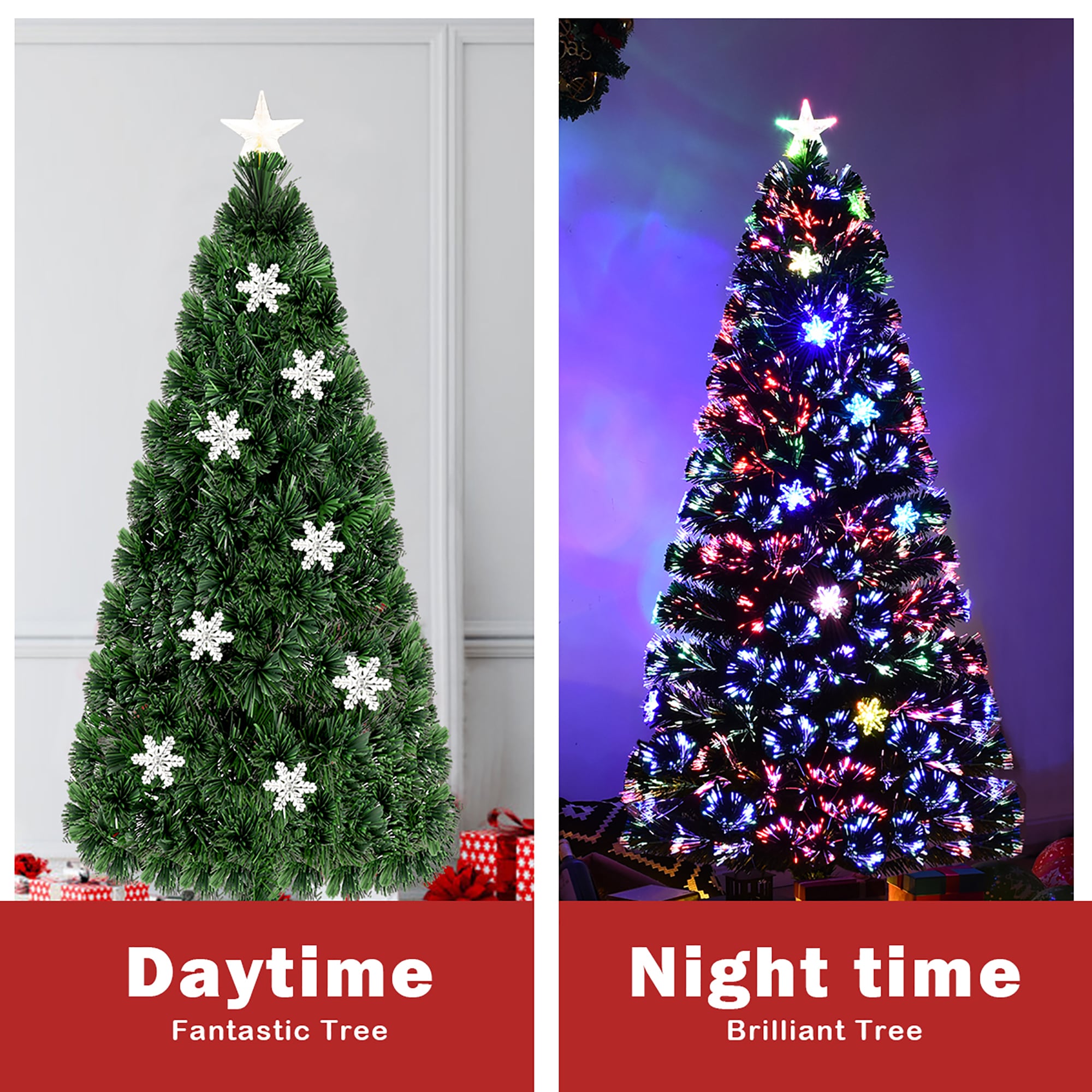 5-Foot Green Fiber Optic Artificial Christmas Tree with Multicolor LED Lights