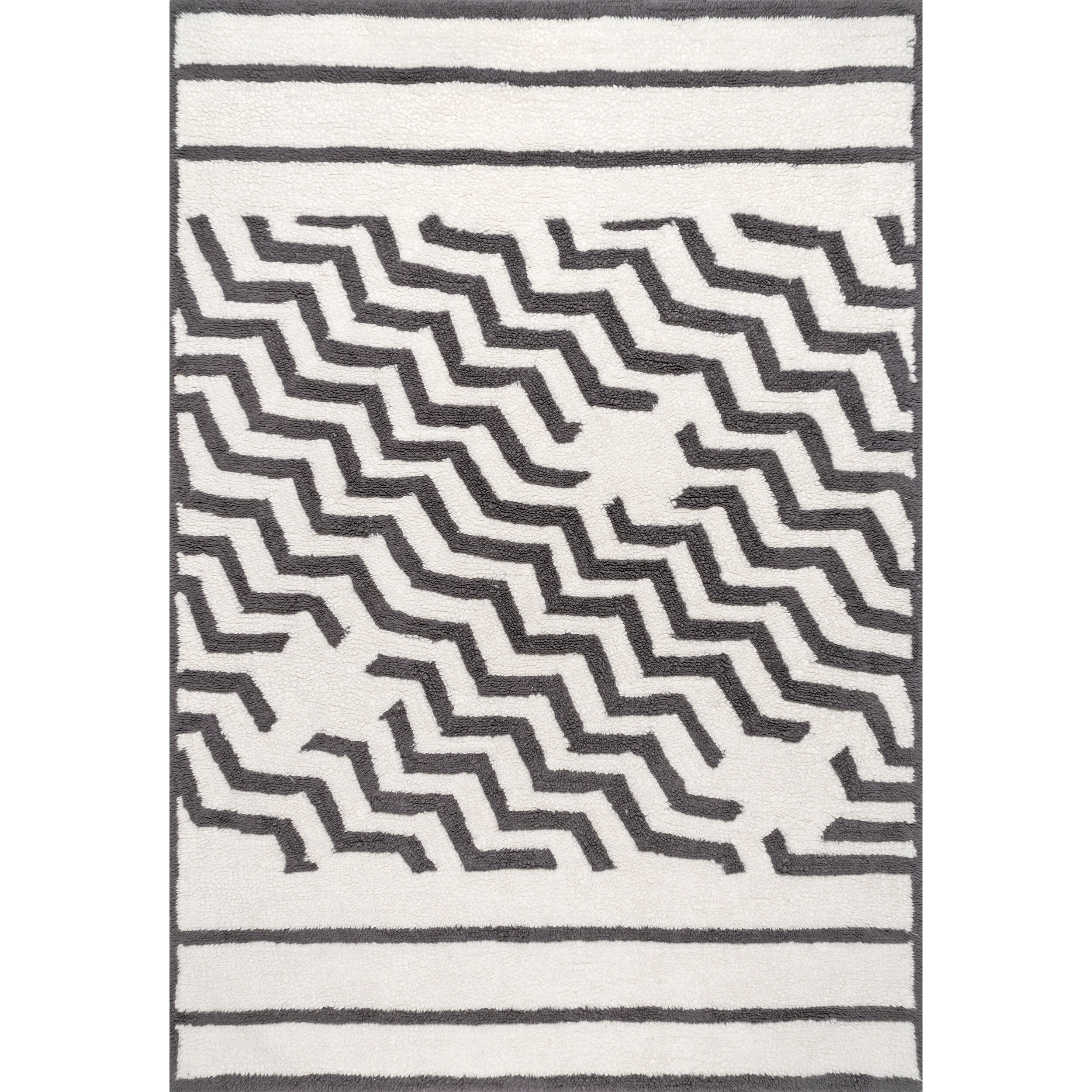 nuLOOM Bassie 4 x 6 Wool Ivory Indoor Geometric Washable Area Rug in the  Rugs department at 