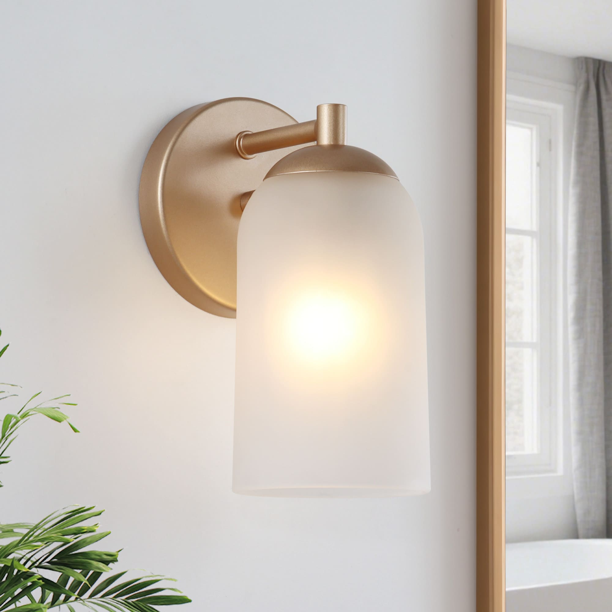 LNC - Cylora 4-in W 1 -Light Matte Gold Hardwired Damp rated Wall Sconce