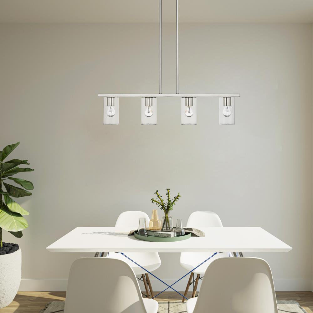 Brushed Nickel 4-Light Crystal Chandelier with Clear Glass