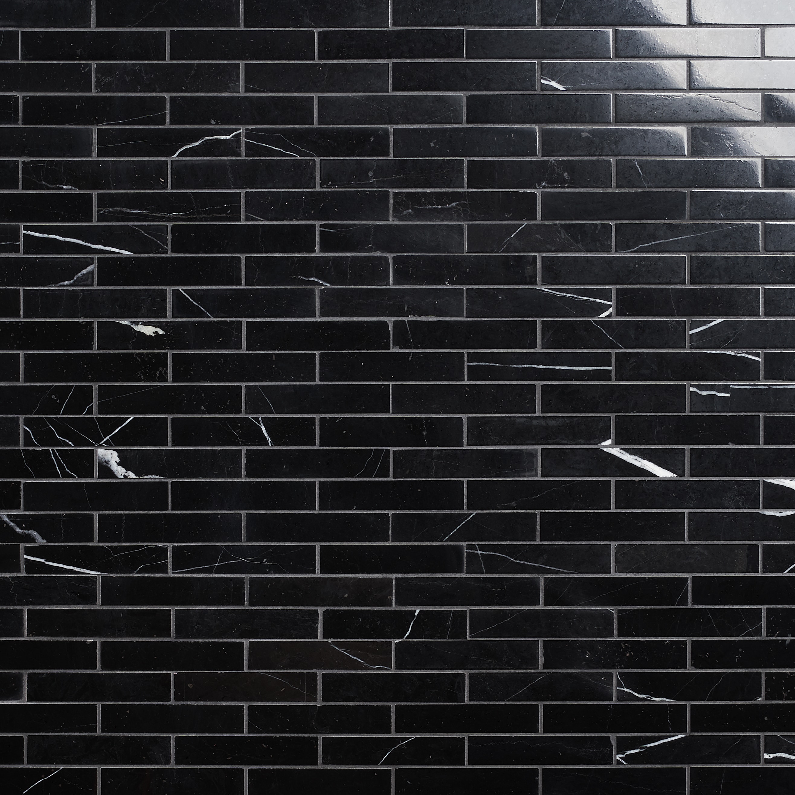 Artmore Tile EXT3RD106729 Nero Marquina Black 12-in x 12-in Polished Natural Stone Marble Look Mosaic Floor and Wall Tile (1-sq. ft/ Piece)