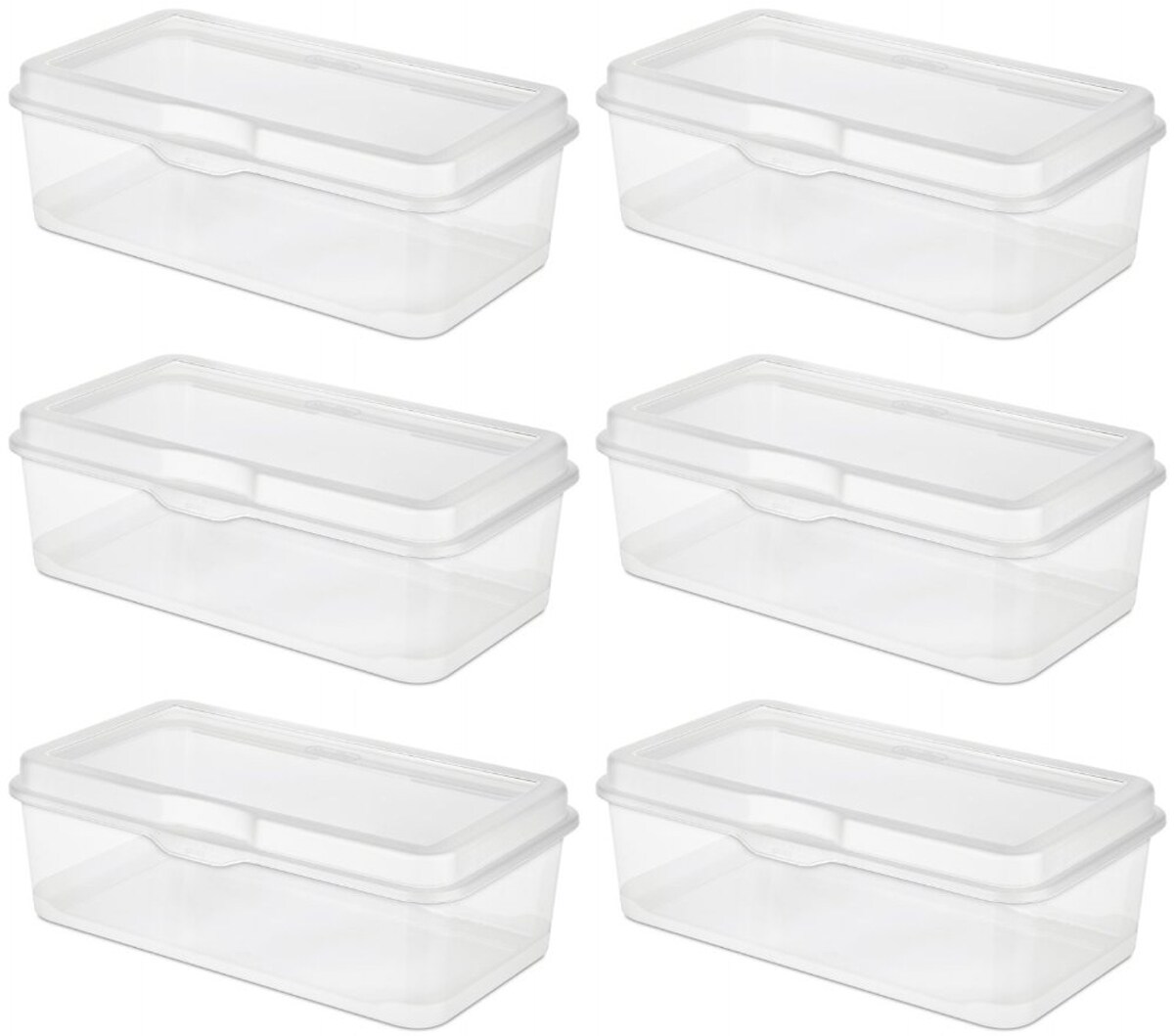 Plastic Storage and Distribution Container with Hinged LID    6 PACK 