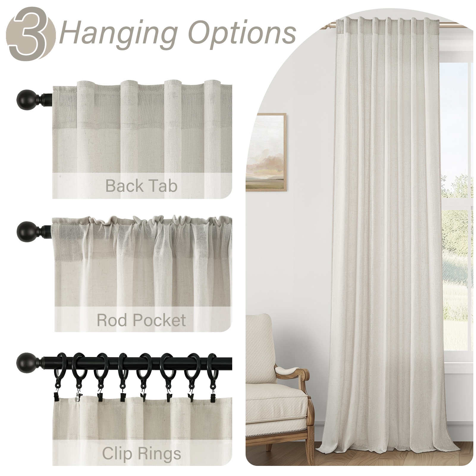 Topfinel 224RB BEIGE 50X96 curtains - View #3