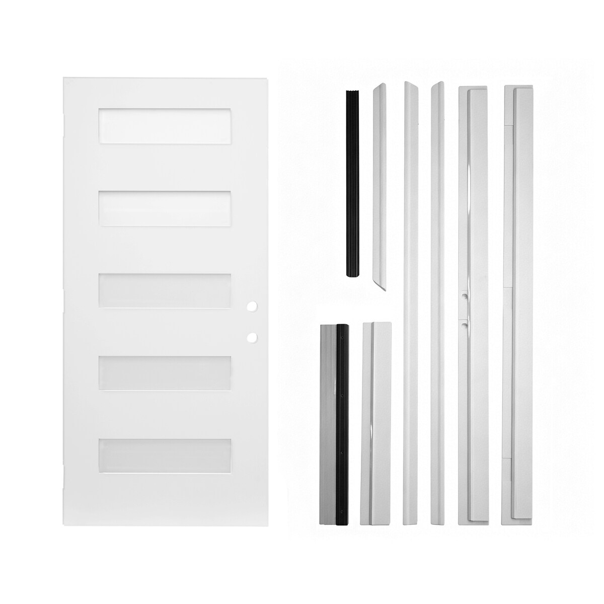 Loheer 36-in x 80-in White Fiberglass Front Door Left-Hand Inswing with ...