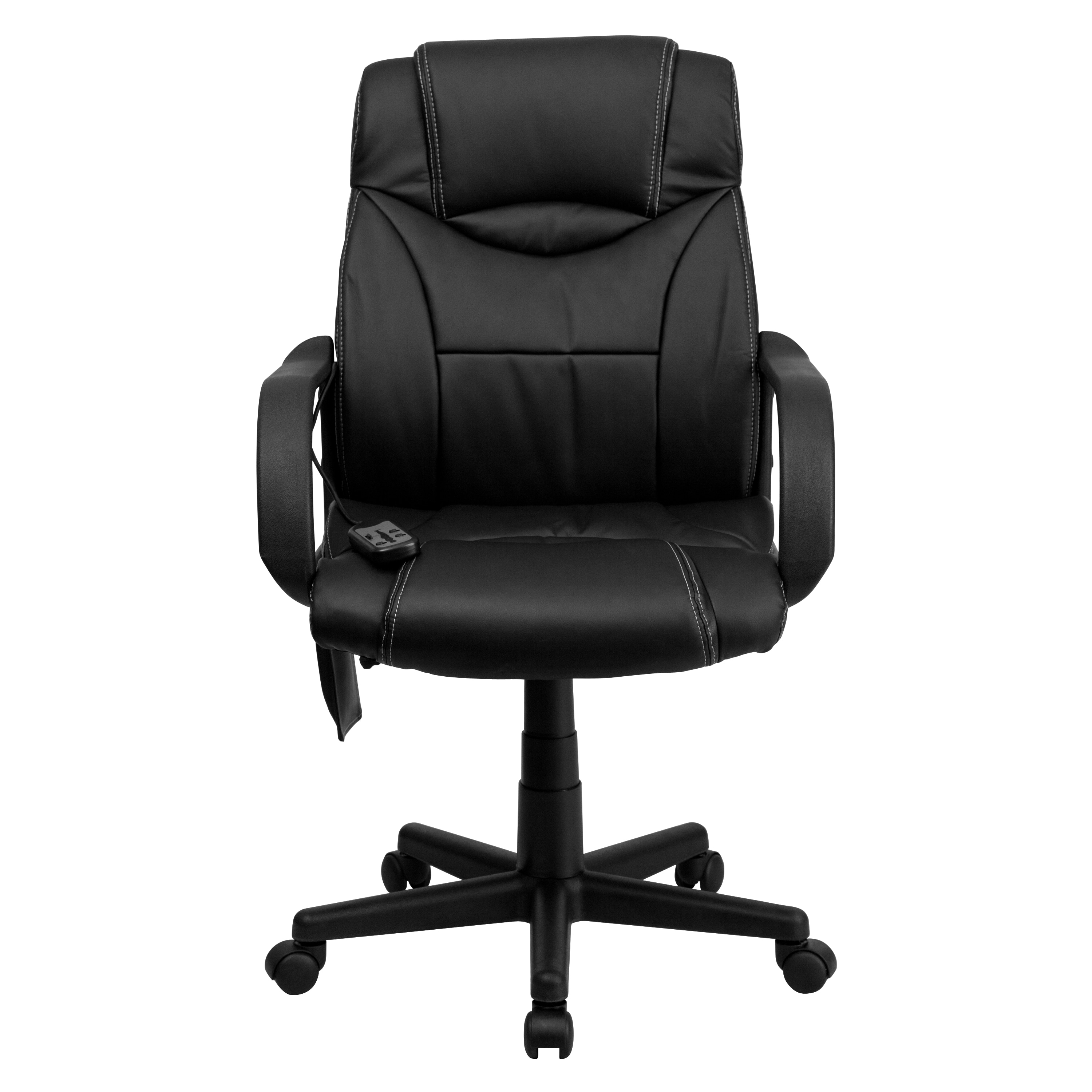 Ergonomic High-Back Black LeatherSoft Executive Swivel Chair with Massage Feature