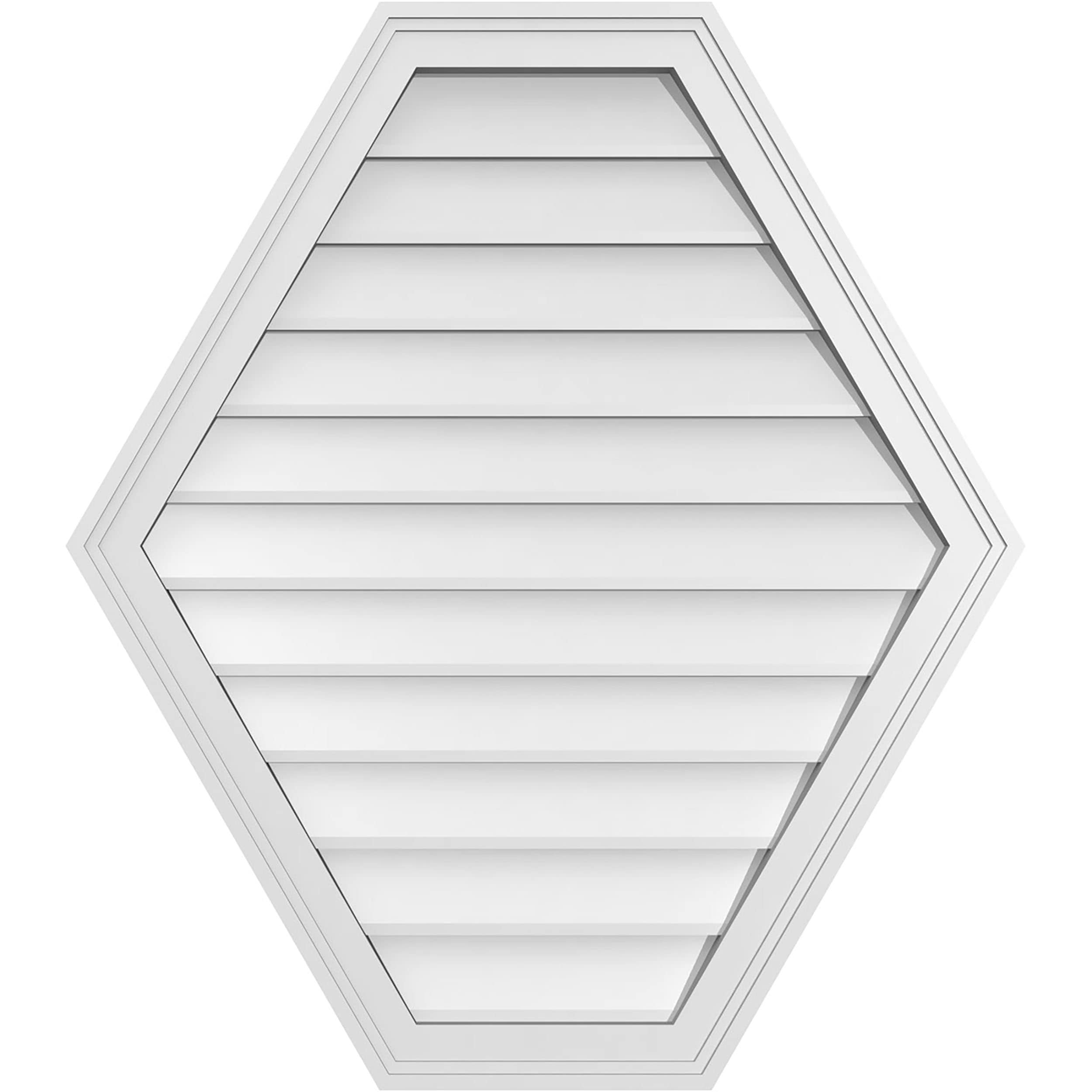 Ekena Millwork GVPHP30X3402SN 30-Inches x 34-Inches Off-white Peaked PVC Gable Louver Vent