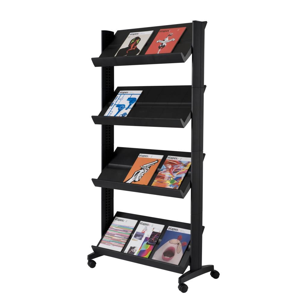 Paperflow UPP3.01 easyDisplay Plastic 4-Tier Decorative Shelving Unit (33.67-in W x 16-in D x 66-in H), Black