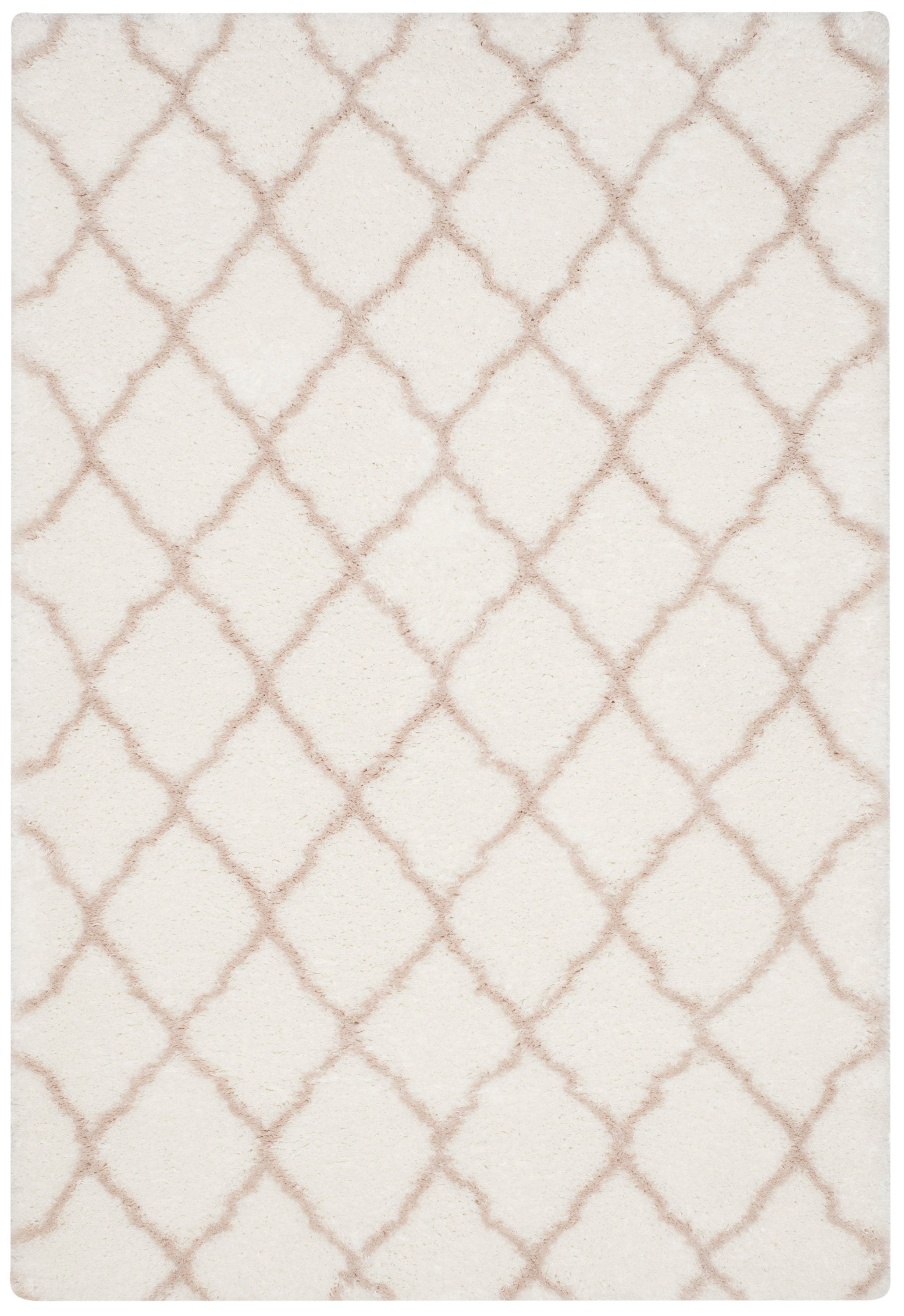 Safavieh SGI322G-5 Indie Borasic Shag 5 x 8 (ft) Loomed Synthetic Ivory/Mushroom Rectangular Indoor Trellis Area rug