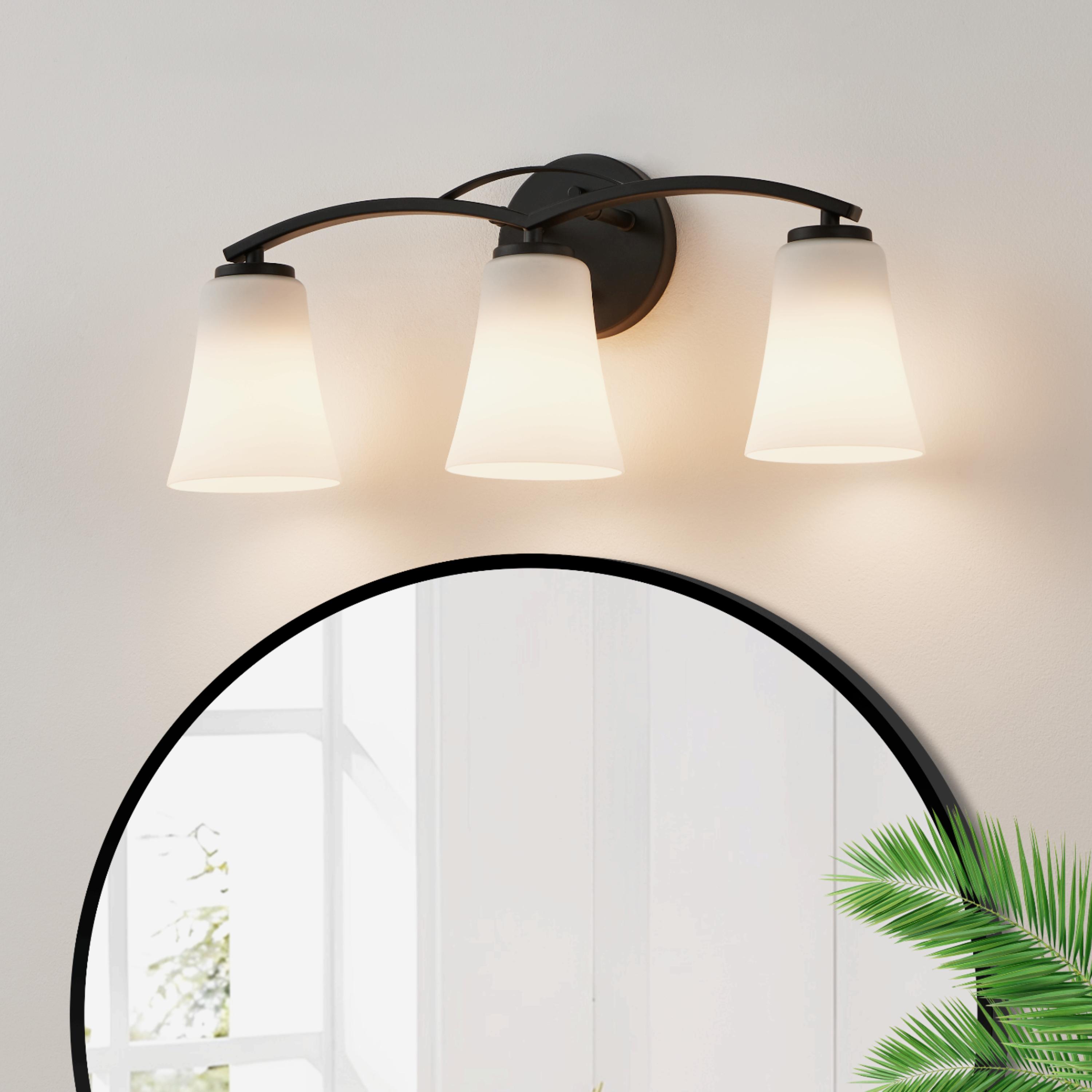 KAWOTI 21410 22-in 3 -Light Matte Black Mid-century Vanity light