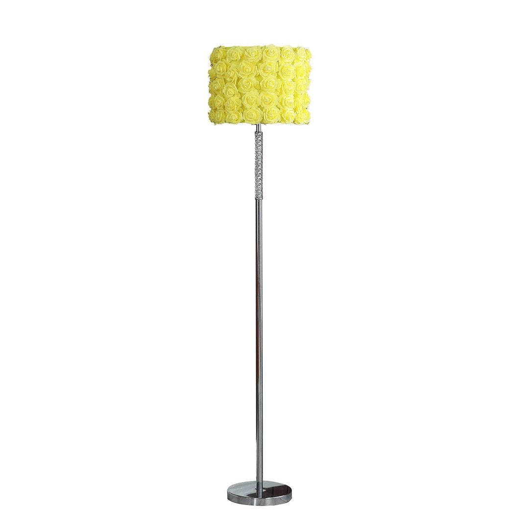 63-Inch Yellow Roses In Bloom Acrylic/Metal Floor Lamp for Bedroom Office Lighting