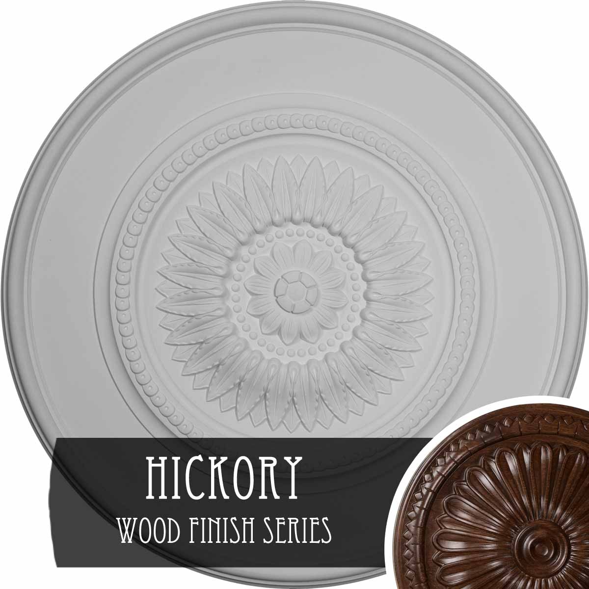 Ekena Millwork CM41FLHIS Large Floral 41.125-in W x 41.125-in L Hickory Polyurethane Ceiling Medallion