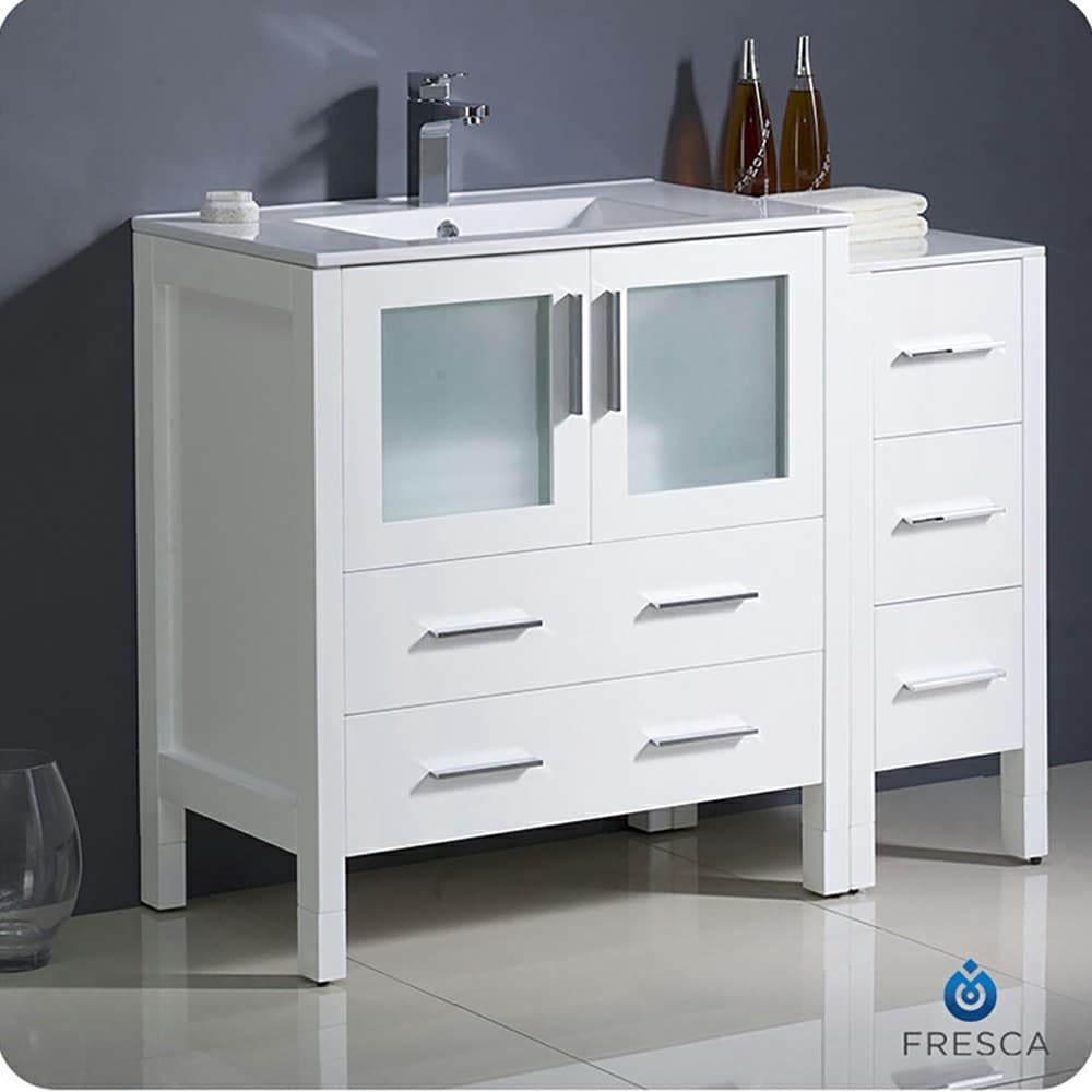 Fresca FCB62-3012WH-I Torino 42-in White Single sink Bathroom Vanity with White Ceramic Top
