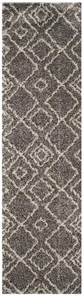 Safavieh ASG744B-26 Arizona Nettie Shag 2 x 6 (ft) Loomed Polypropylene Brown/Ivory Rectangular Indoor Geometric Mid-Century Modern Runner rug