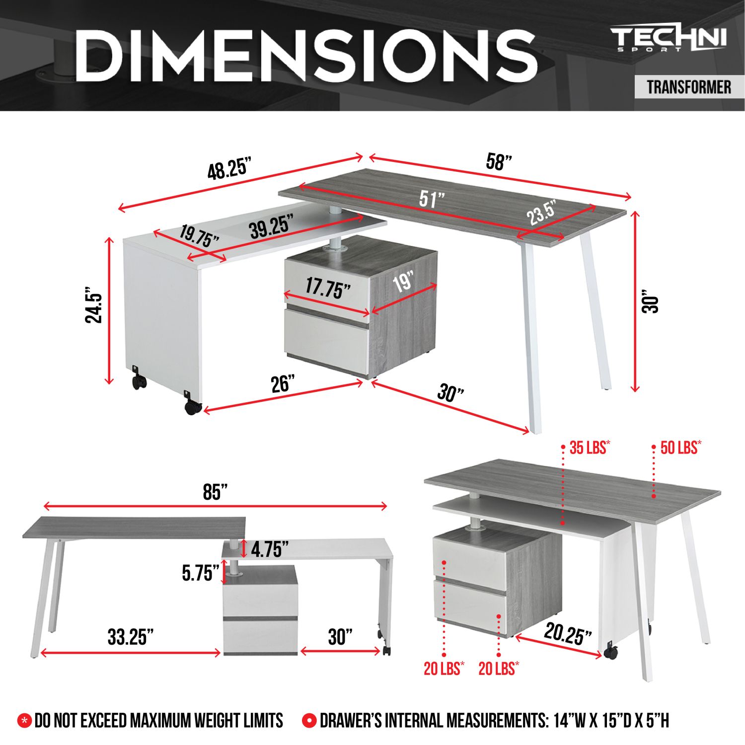 JASMODER RTA-2336-GRY desks - View #8
