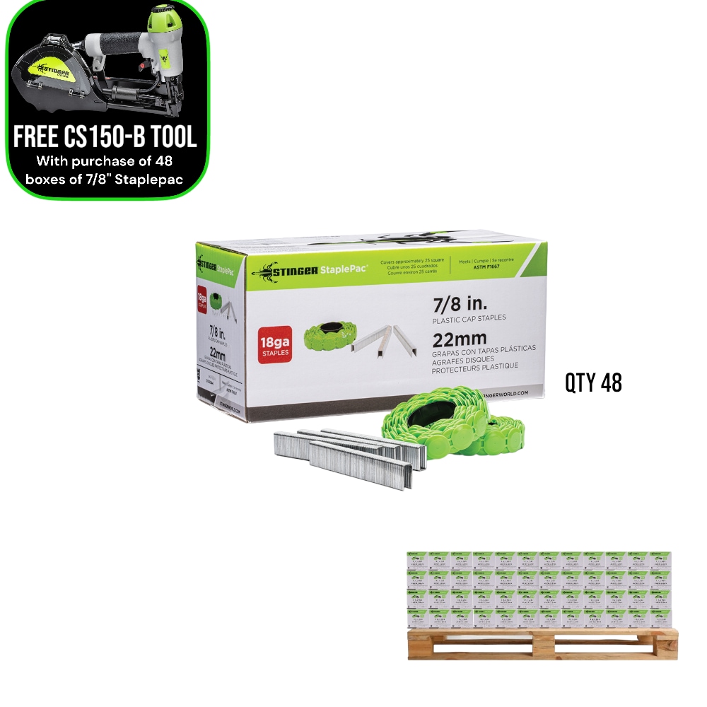 STINGER 0136044-B1 7/8-in Leg x 3/8-in 18 -Gauge Cap staples 96000 -Per Box