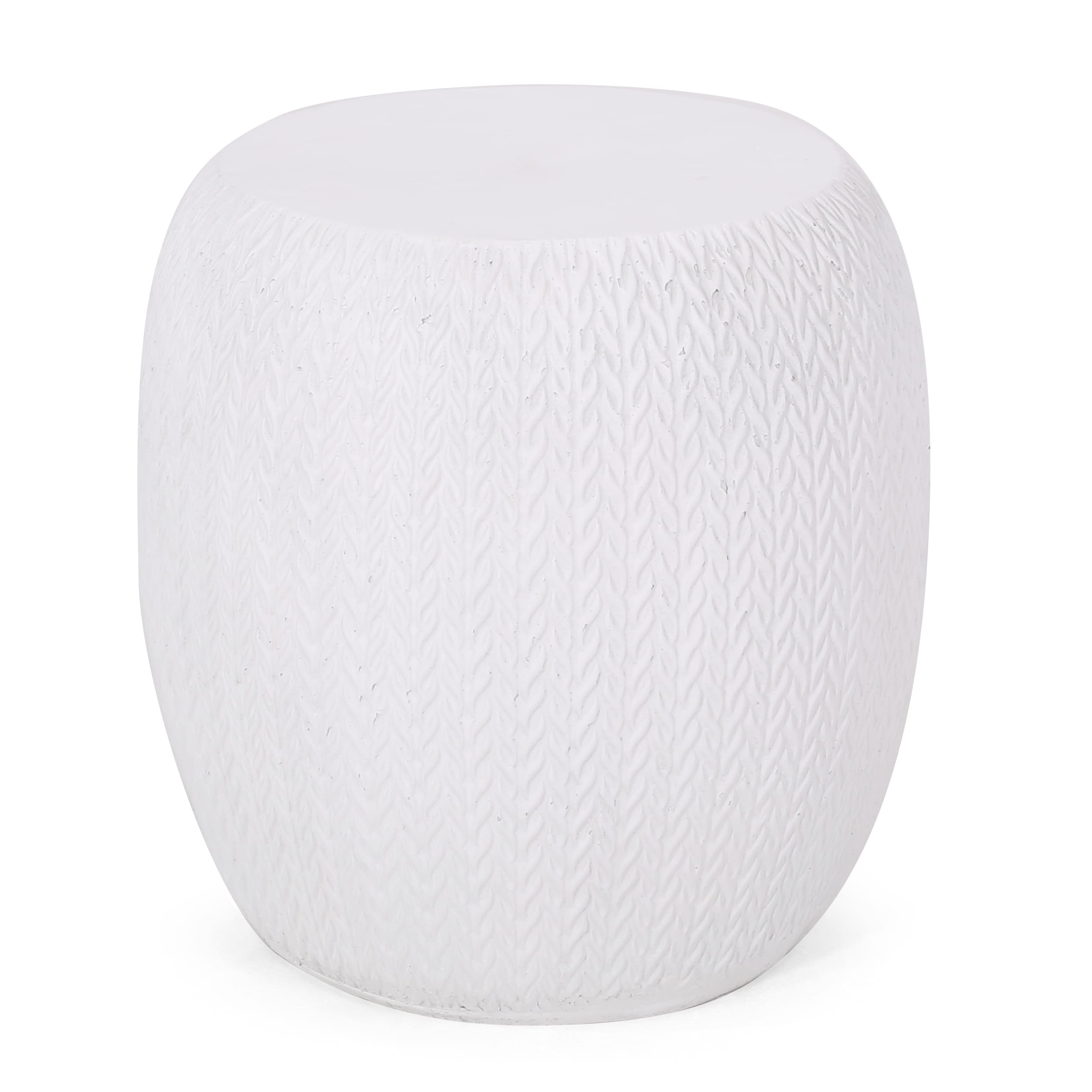 AHIOU HOME ZAAHG-73449.00GS 15.75-in Antique White Magnesium oxide Barrel Garden Stool