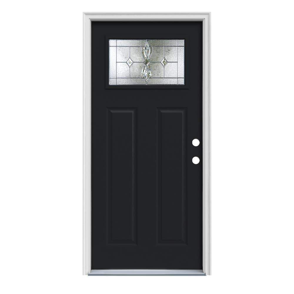 JELD-WEN LOWOLJW167701026 Laurel 32-in x 80-in x 4-9/16-in Steel Craftsman Left-Hand Inswing Eclipse Painted Prehung Front Door with Brickmould Insulating Core