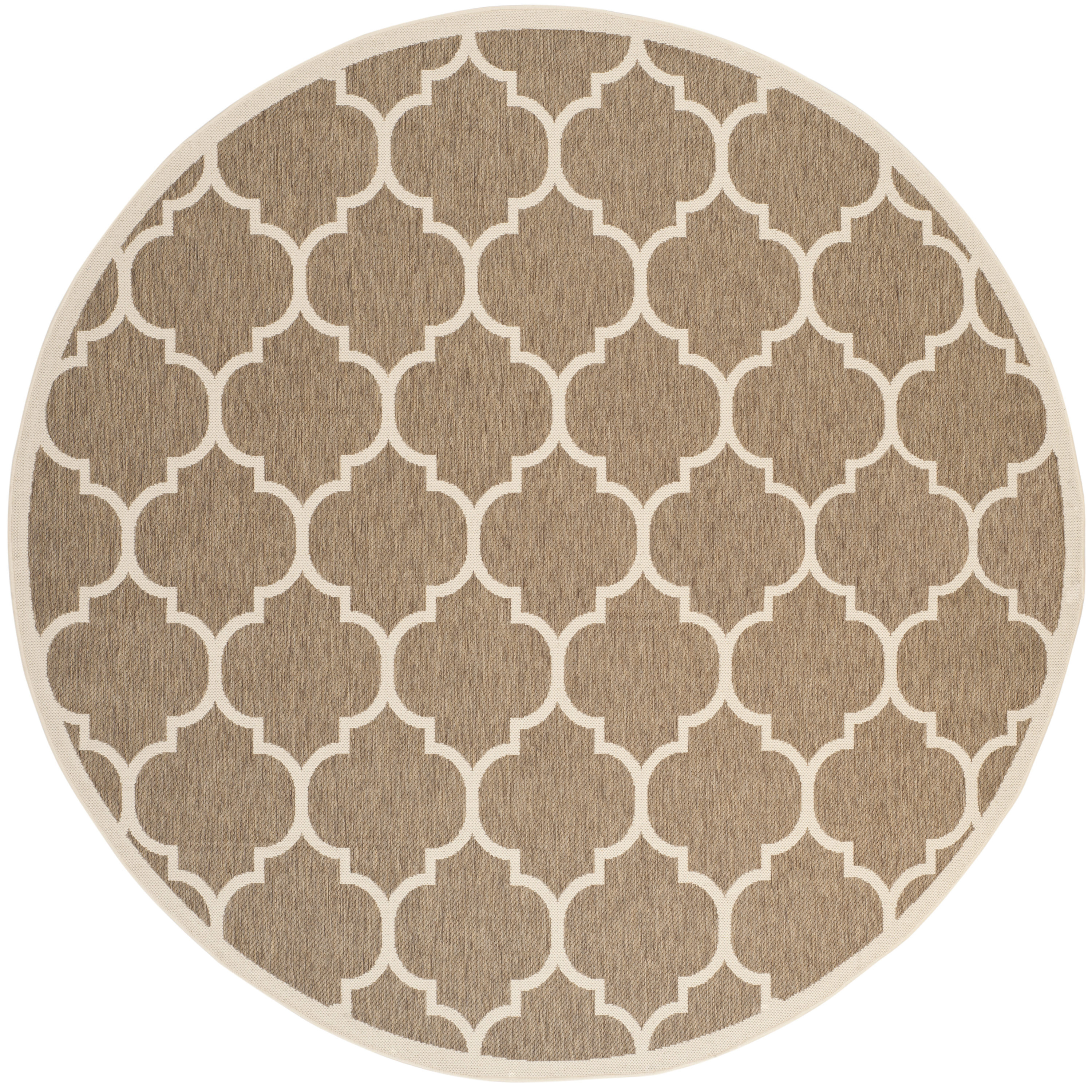 Safavieh CY6914-242-8R Courtyard Omao 8 x 8 (ft) Loomed Polypropylene Brown/Bone Round Indoor/Outdoor Trellis Coastal Area rug