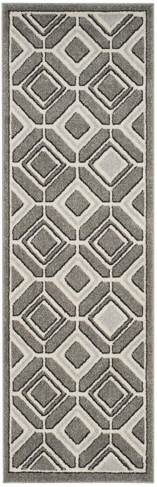 Safavieh AMT433C-27 Dunany 2 x 7 (ft) Loomed Polypropylene Gray/Light Gray Rectangular Indoor/Outdoor Geometric Runner rug