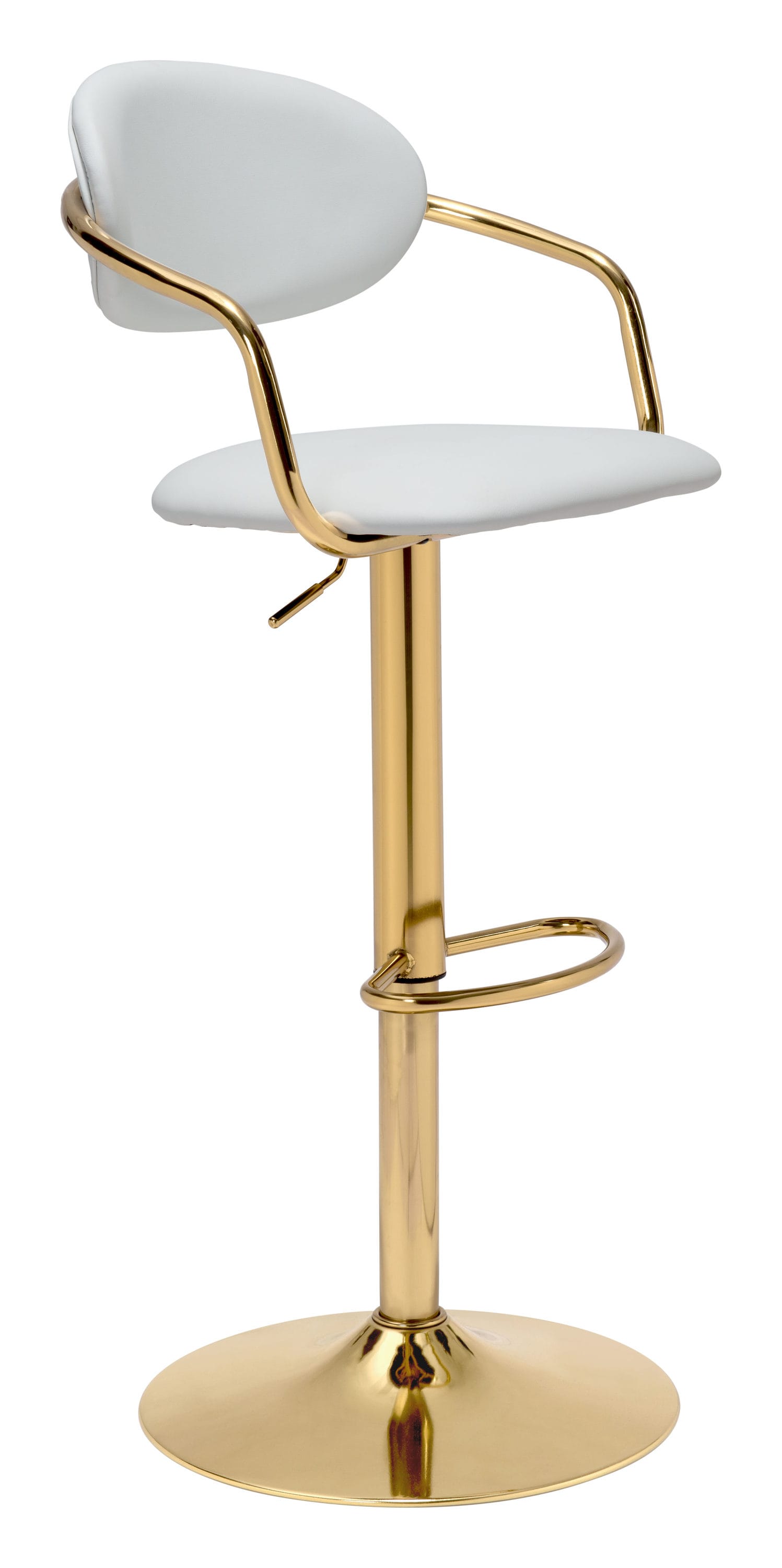 Zuo Modern 109036 Gusto White 32.7-in H Counter height Upholstered Metal Bar Stool with Arms & Back