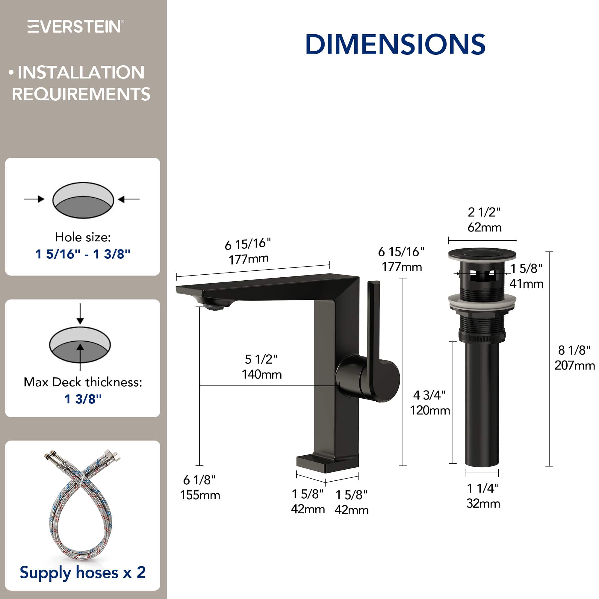 EVERSTEIN SFS-1304B-BK Lavatory-Faucets - View #9