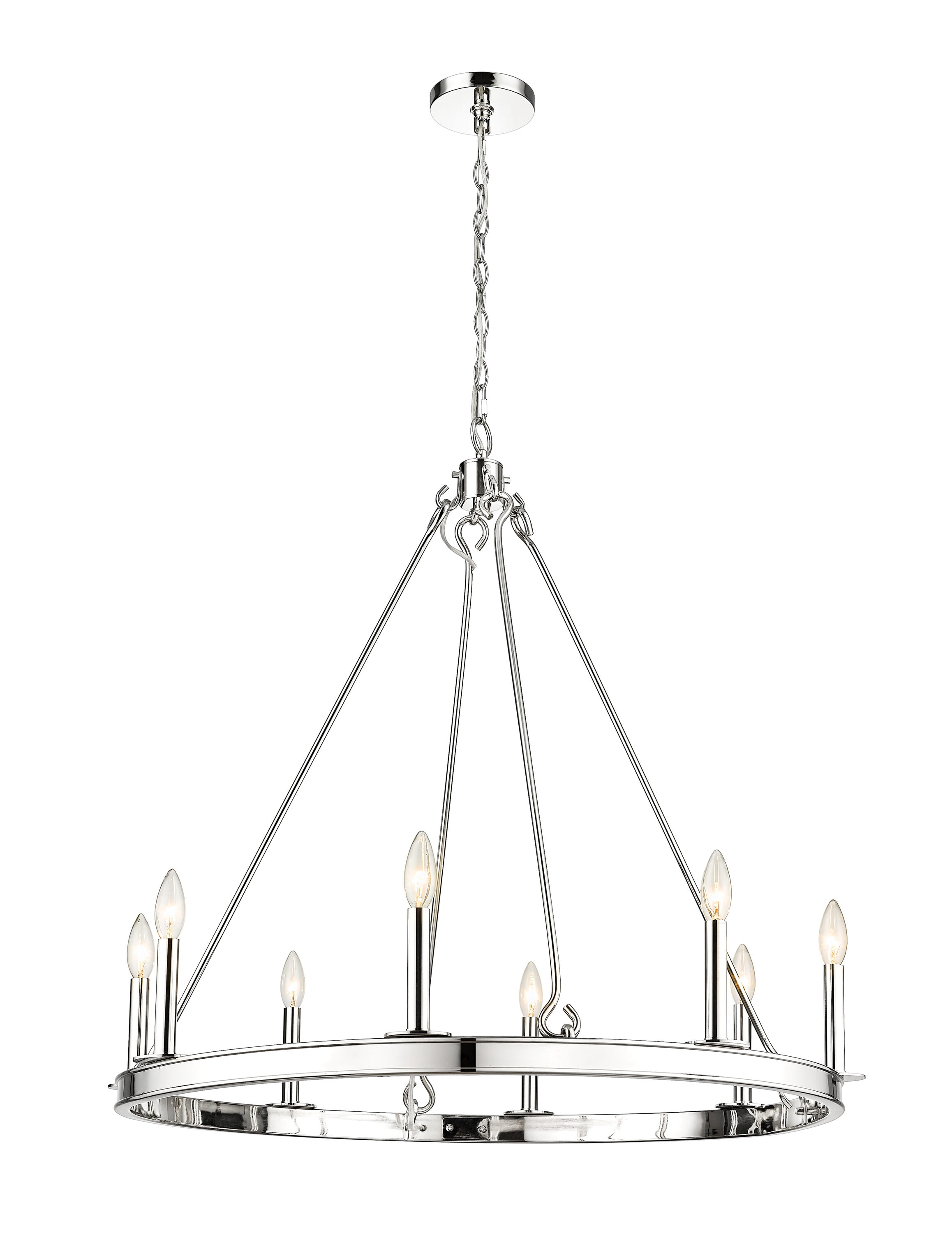 Z-Lite 482R-8PN Barclay 8 -Light Polished Nickel Transitional For Use in Bedrooms, Dining Rooms, Foyers, Kitchens, Living Rooms Chandelier
