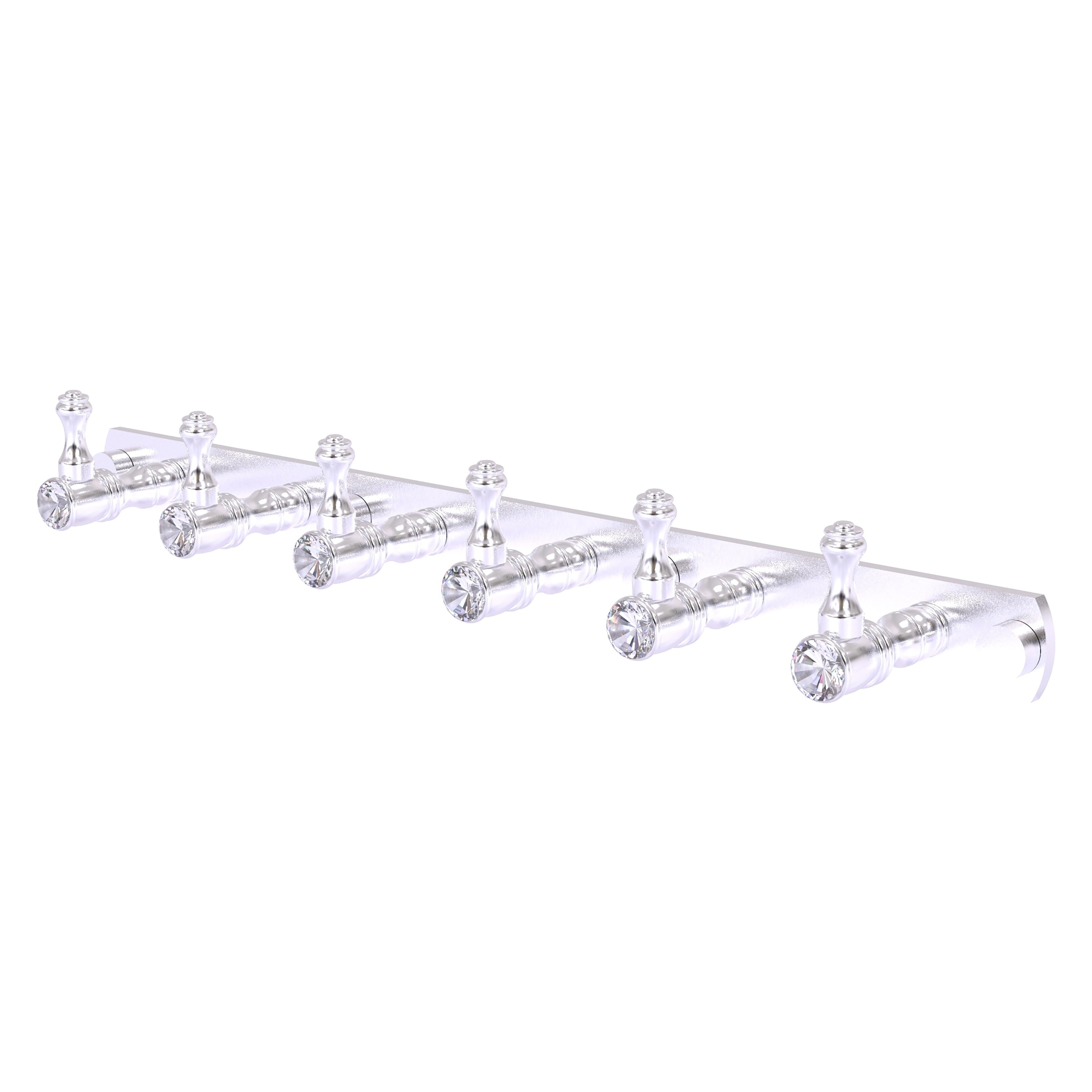 Allied Brass CC-20-6-SCH Carolina Crystal Satin Chrome 6 -Hook Wall mount Towel Hook